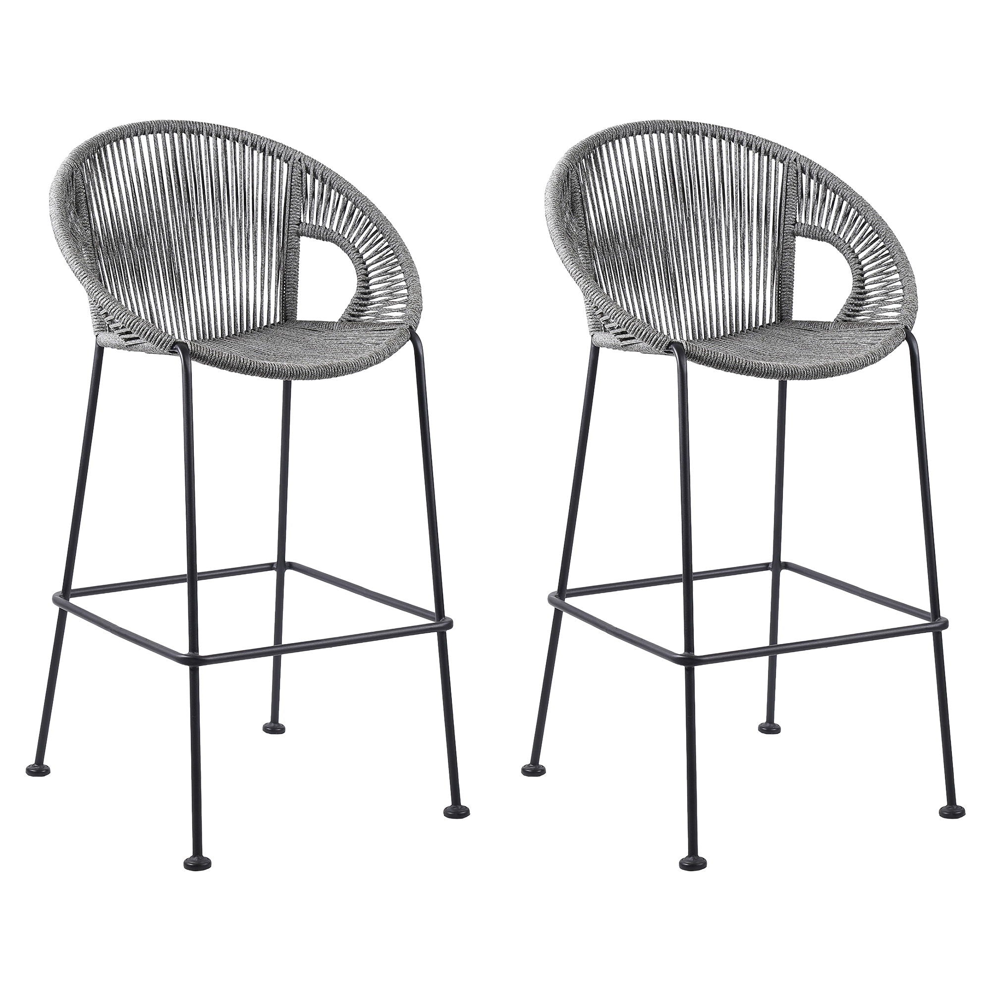 Acapulco - Indoor Outdoor Steel Bar Stool With Rope Set
