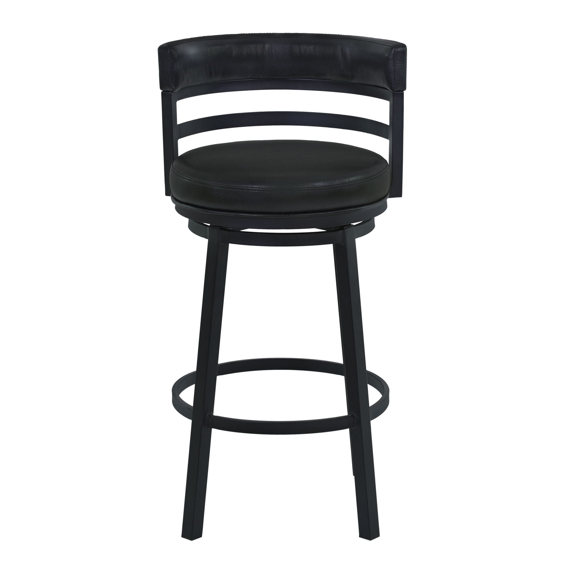 Madrid - 26" Counter Height Metal Swivel Barstool - Ford Black Pu And Black Finish