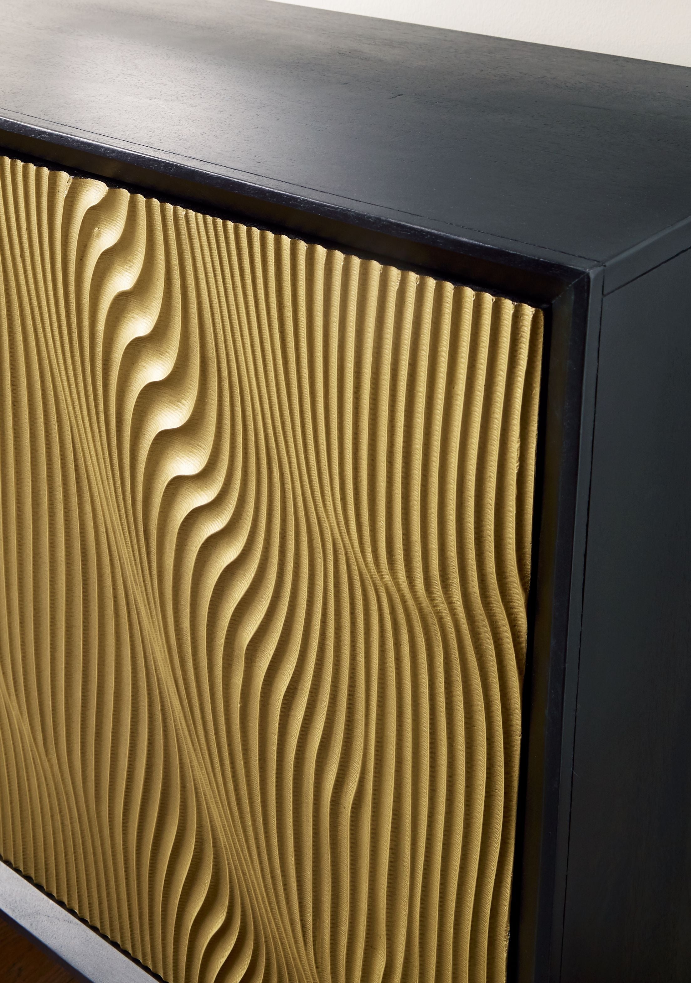 Tayner - Accent Cabinet - Black / Gold Finish