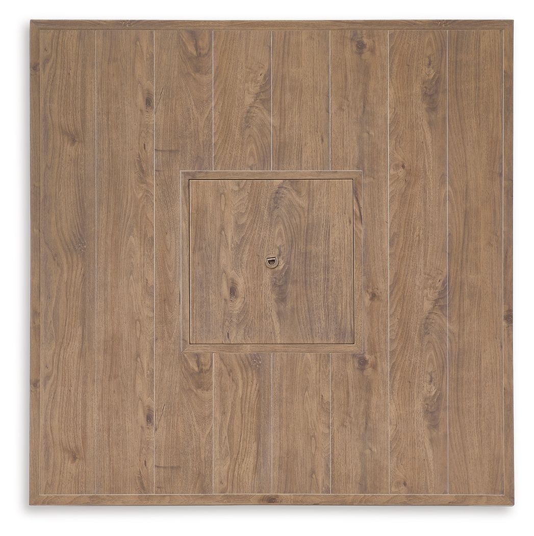 Walton Bridge - Square Bar Table W/Fire Pit - Driftwood