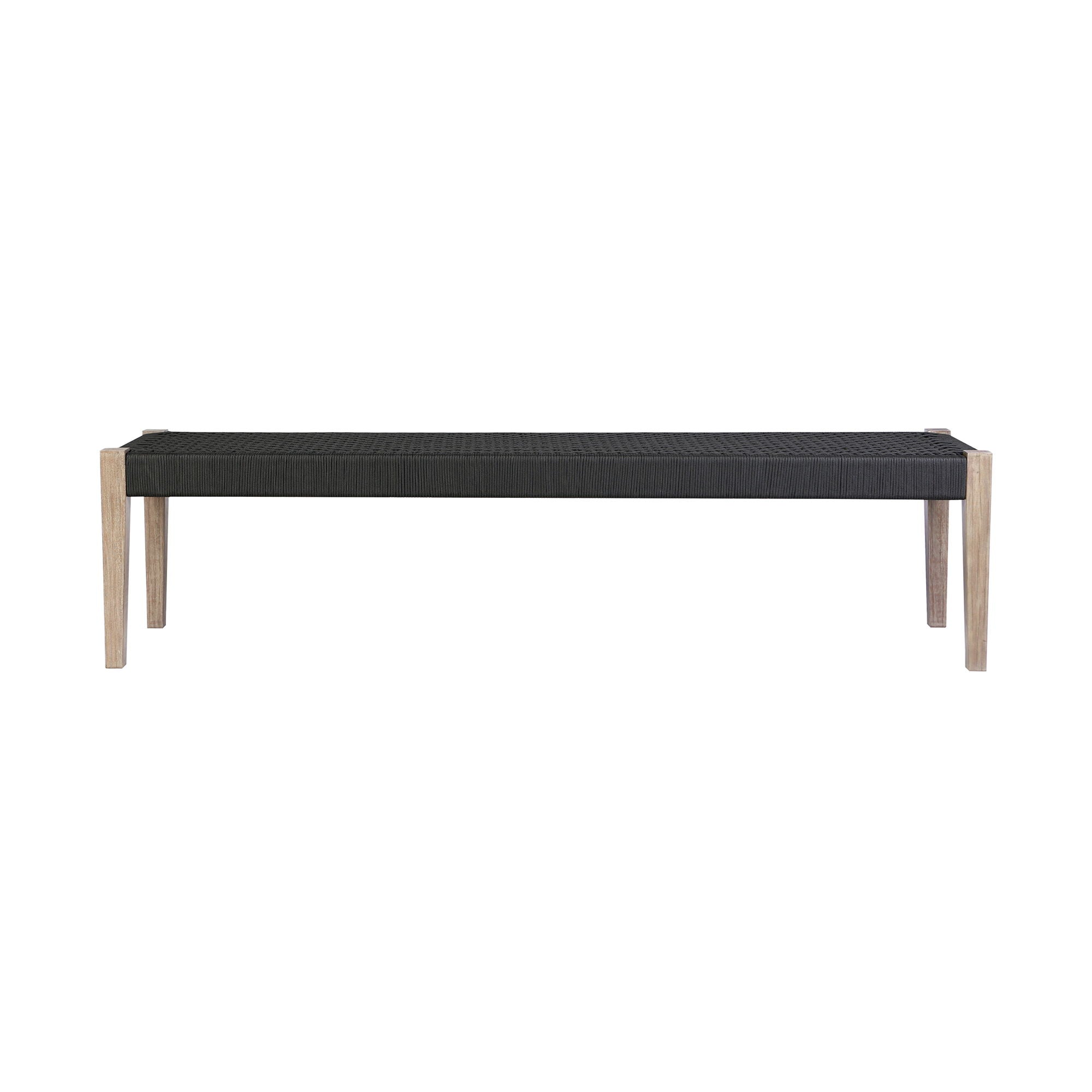 Camino - Indoor Outdoor Dining Bench - Eucalyptus Wood And Charcoal Rope