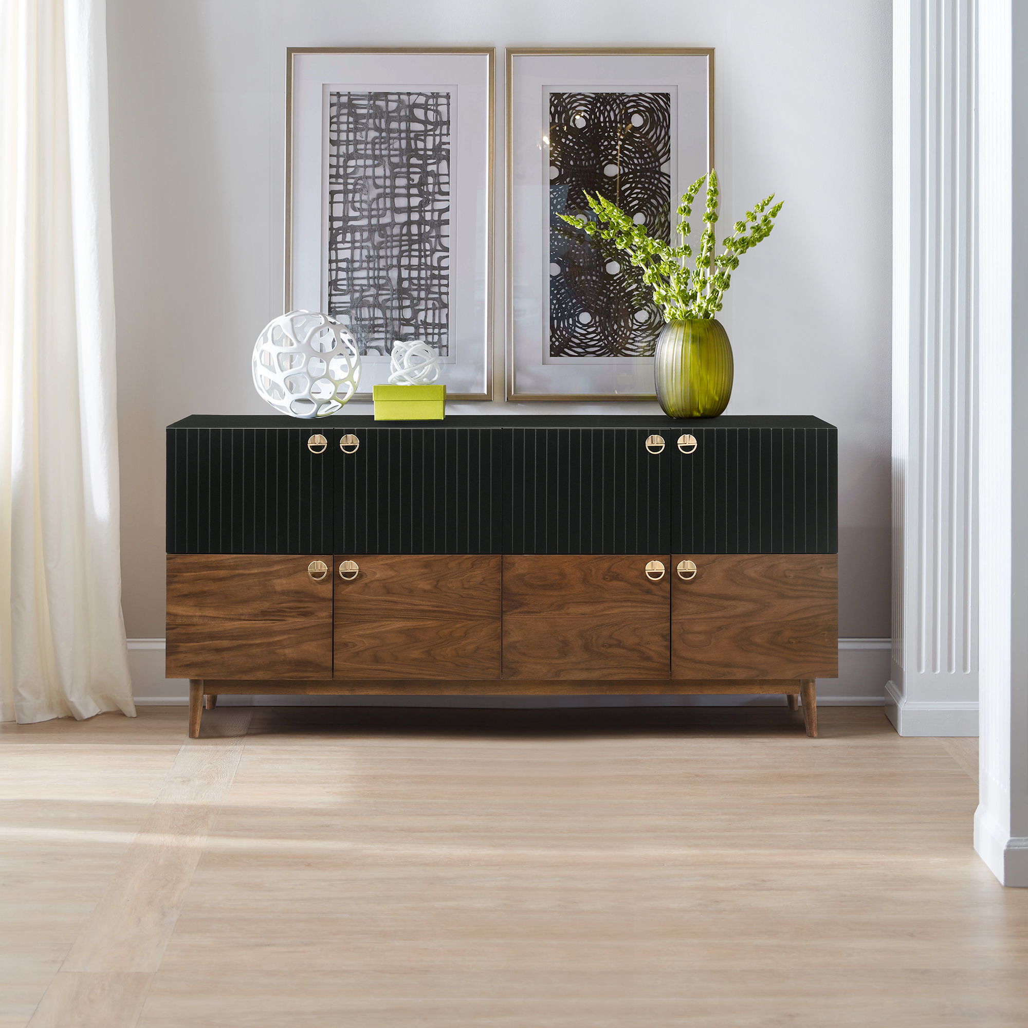 Amigo - Veneer Buffet - Black / Walnut
