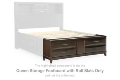 Vanmore - Queen Storage Footboard With Roll Slats - Dark Brown