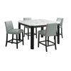 Francesca - 5 Piece Square Counter Dining Set (Table & Four Chairs) - White Marble
