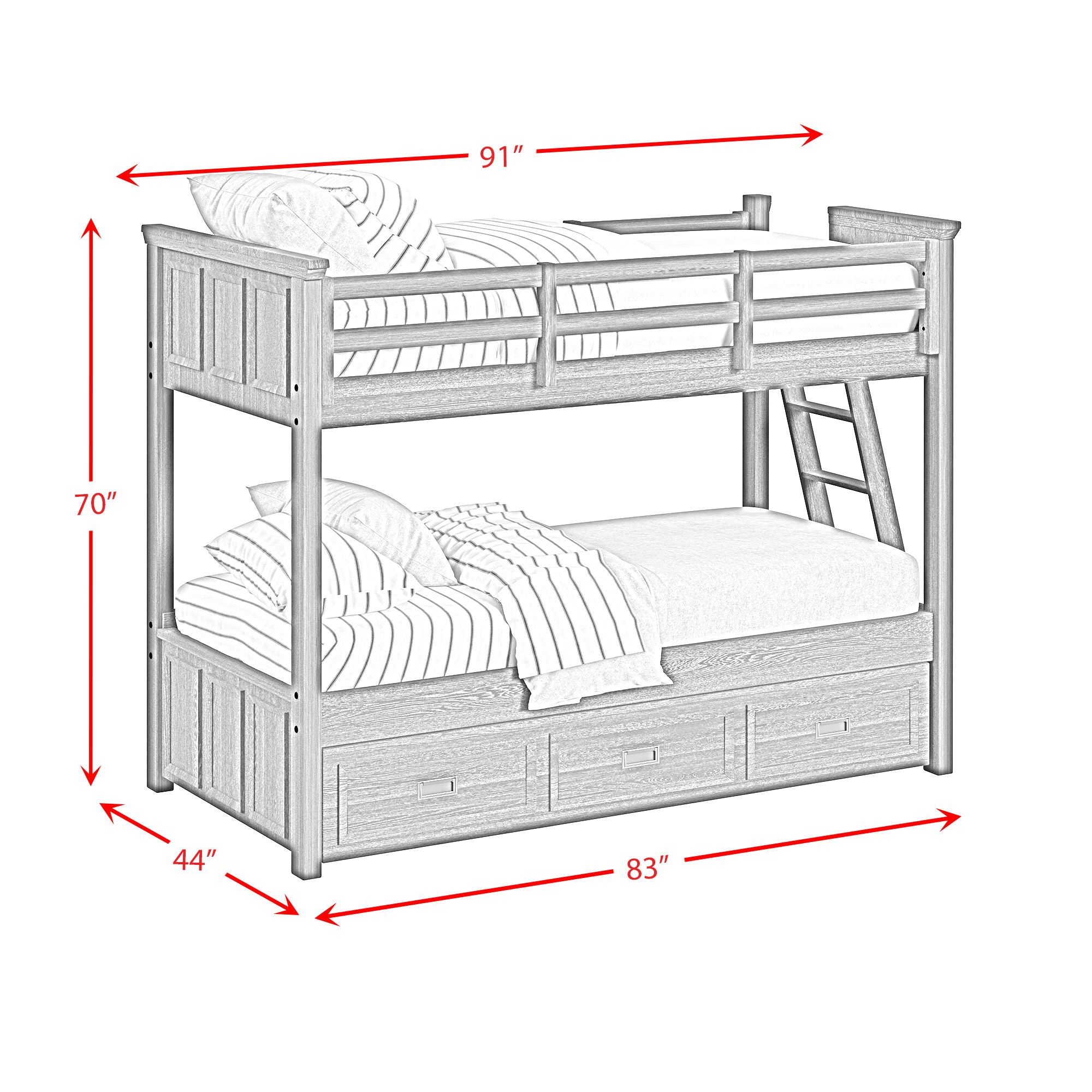 Hampton Kids - Bunk With Ladder And Trundle