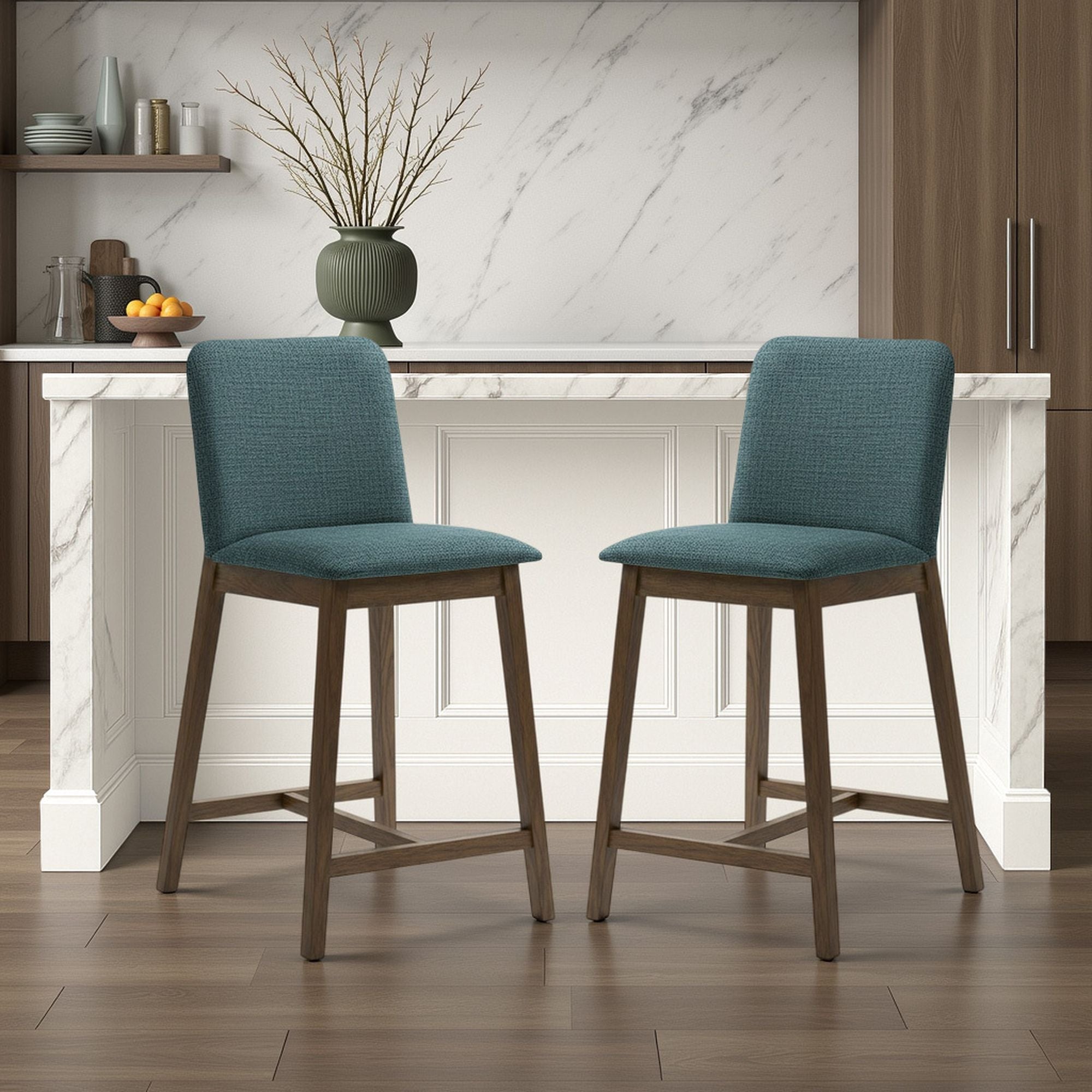 Allin - Upholstered Wood Counter Height Barstool