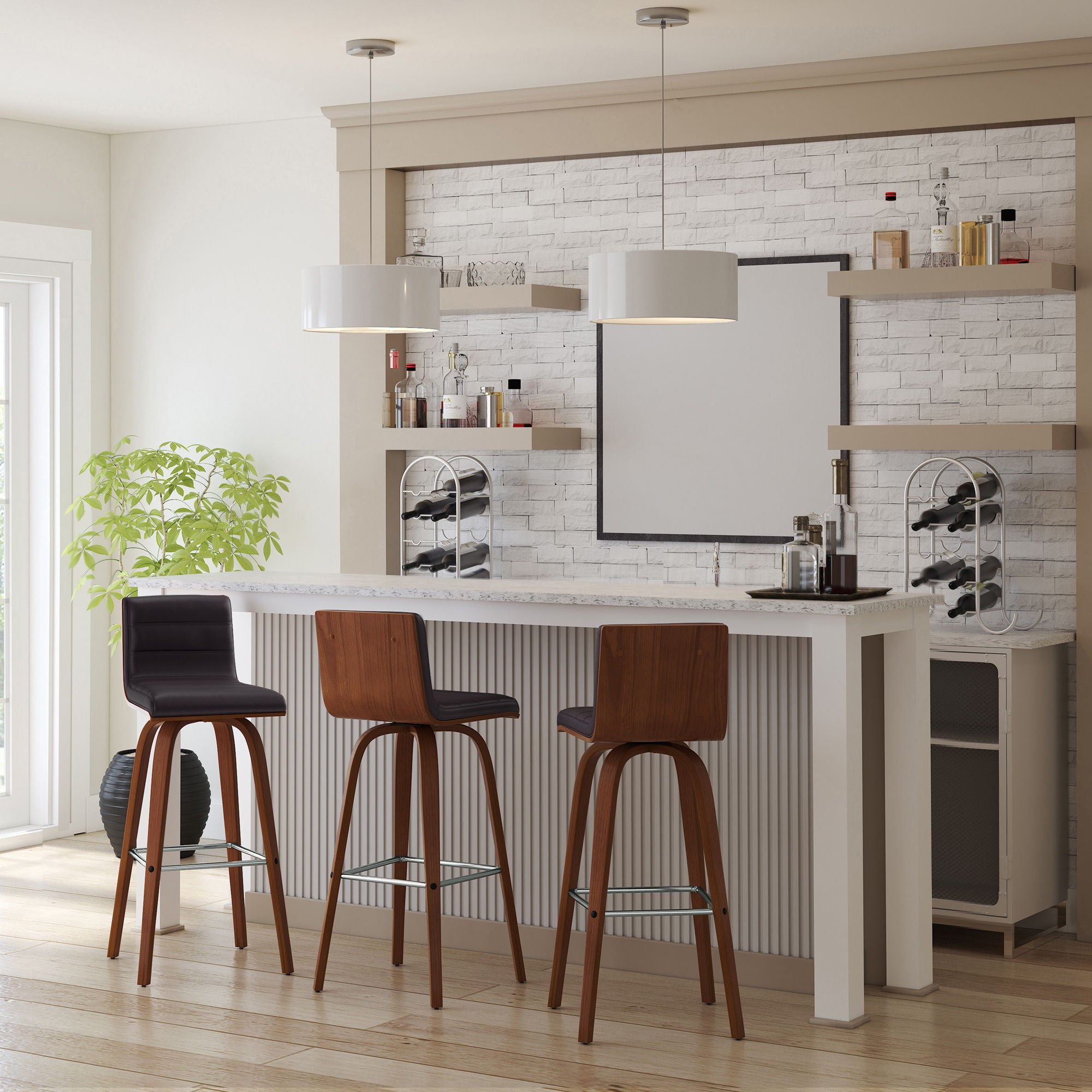 Vienna - 30" Swivel Bar Stool - Walnut Wood