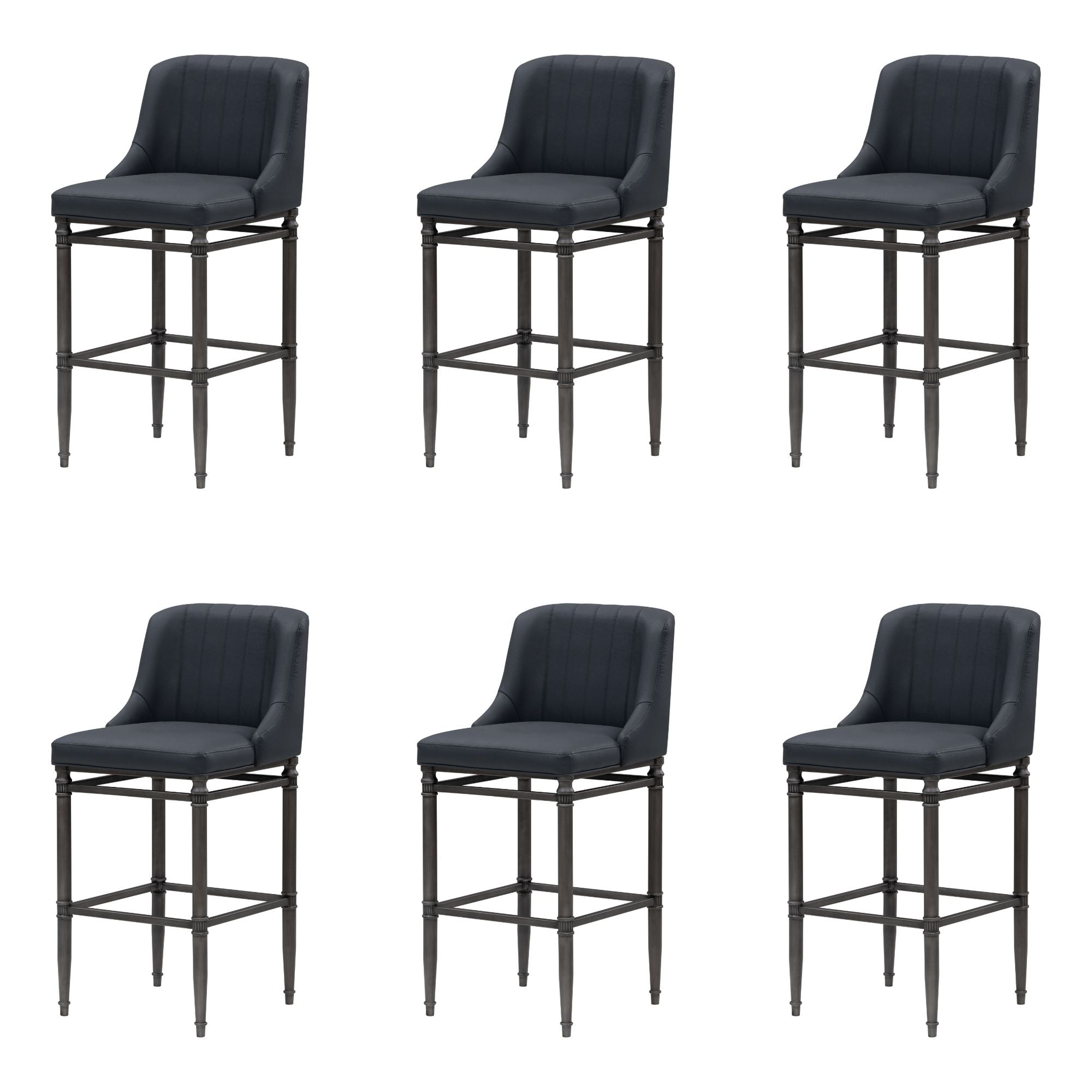Marvin - Steel Frame Faux Leather Upholstered Bar Height Barstool