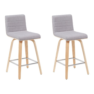 Vienna - Modern Counter Height Swivel Bar Stool - Patterned Oak Wood Frame