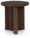 Korestone - Round End Table - Dark Brown