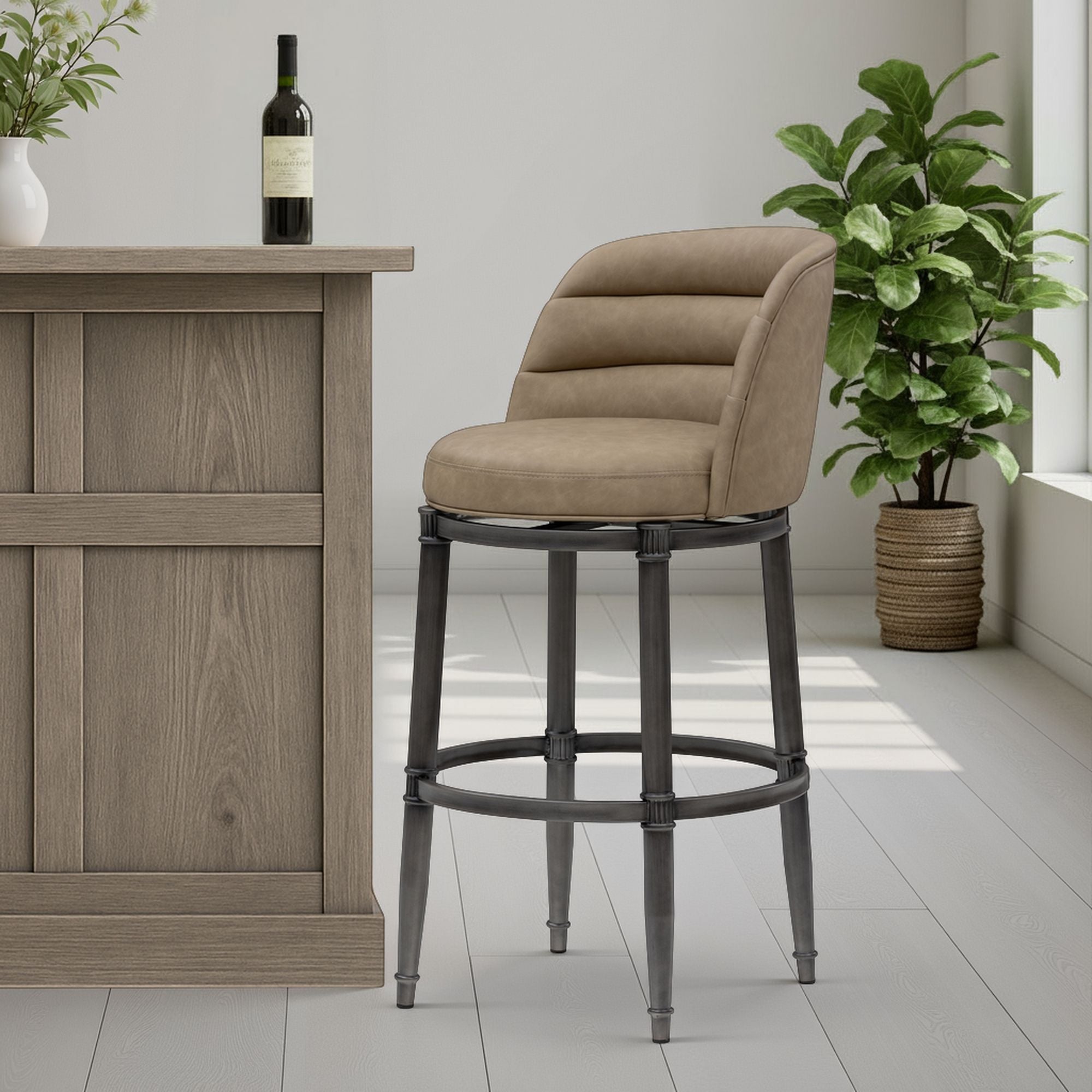 Eunice - Faux Leather Upholstered Swivel Barstool