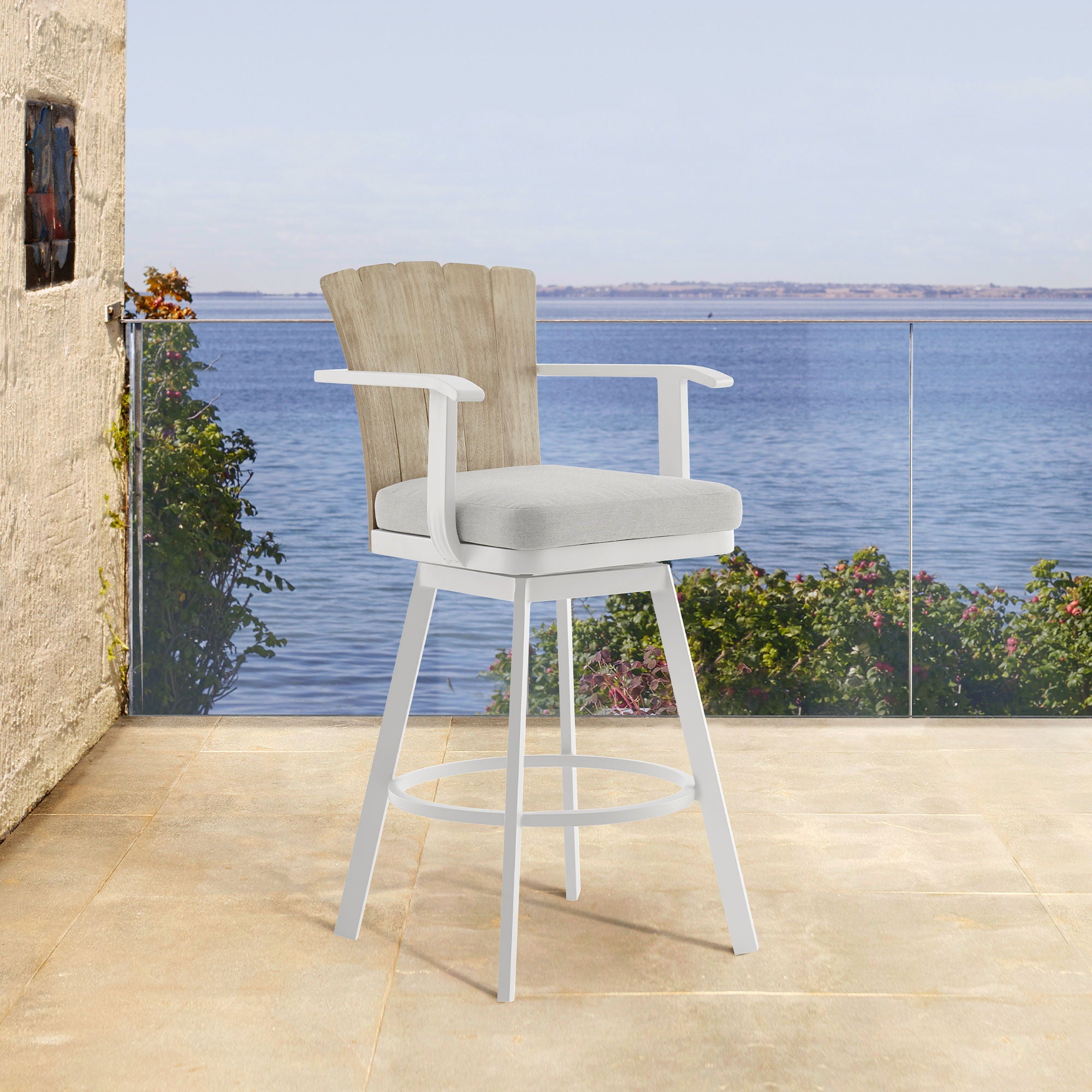 Hazel - Outdoor Patio Swivel Counter Stool Set