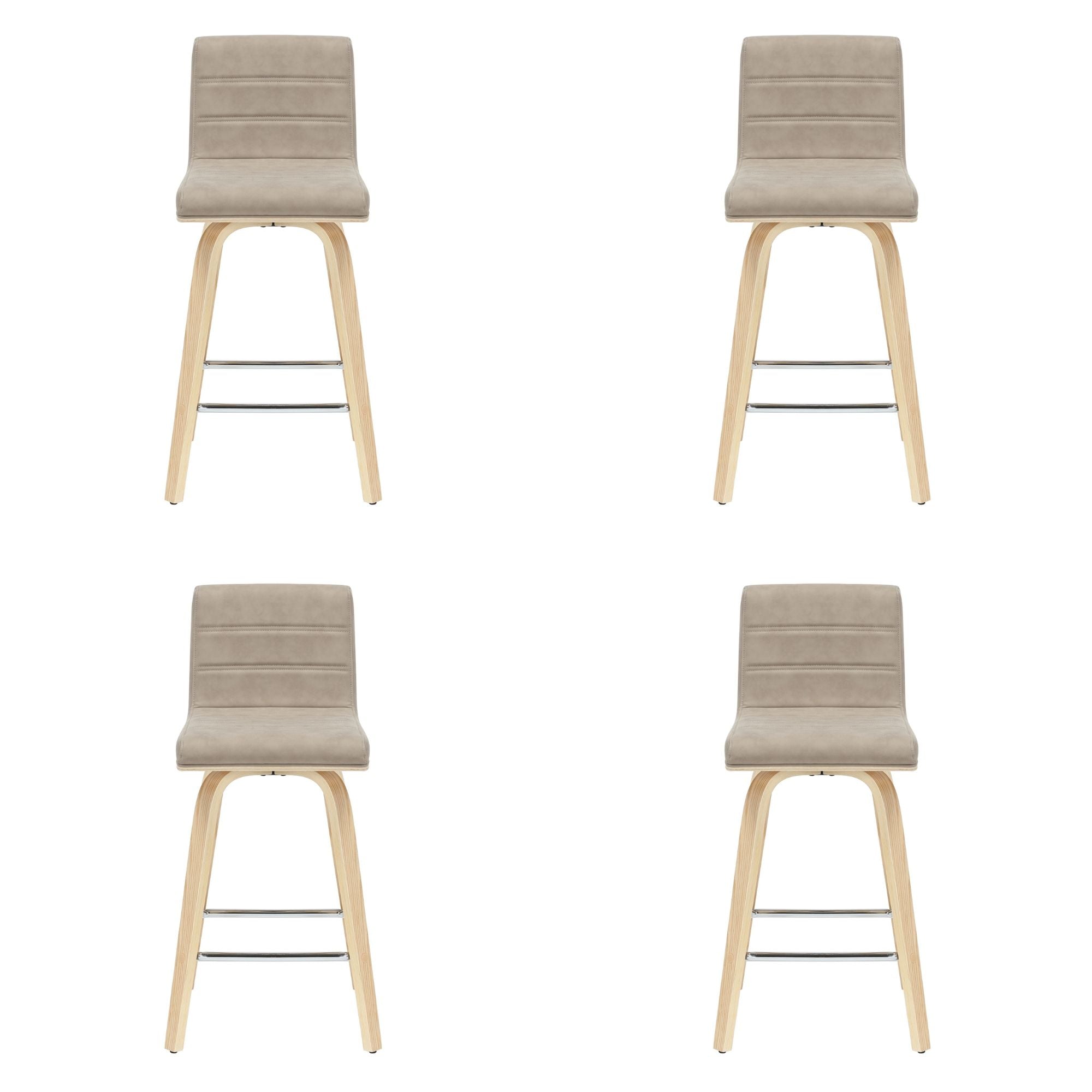 Vienna - 35.5" Swivel Counter Height Square Back Wood Bar Stool With Faux Leather Seat