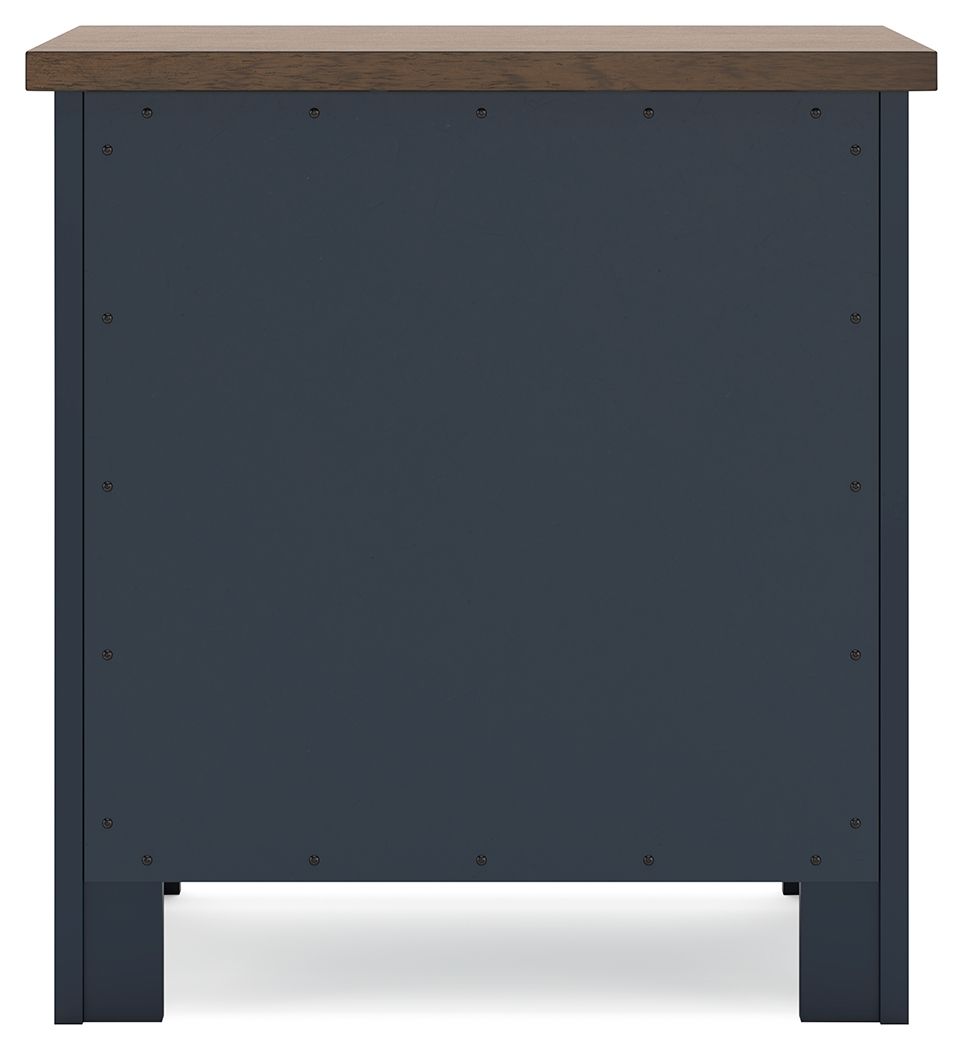 Landocken - Two Drawer Night Stand - Brown / Blue