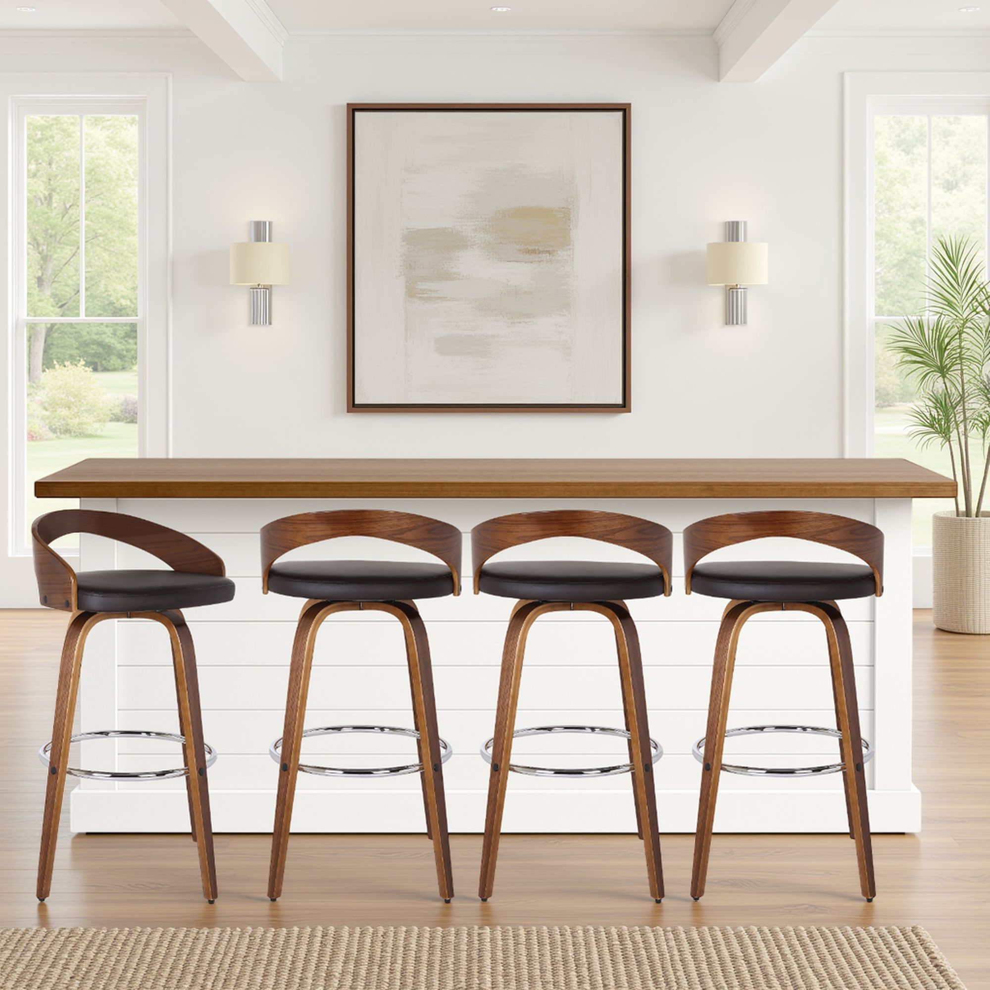Sonia - 30" Bar Height Swivel Bar Stool - Walnut Wood