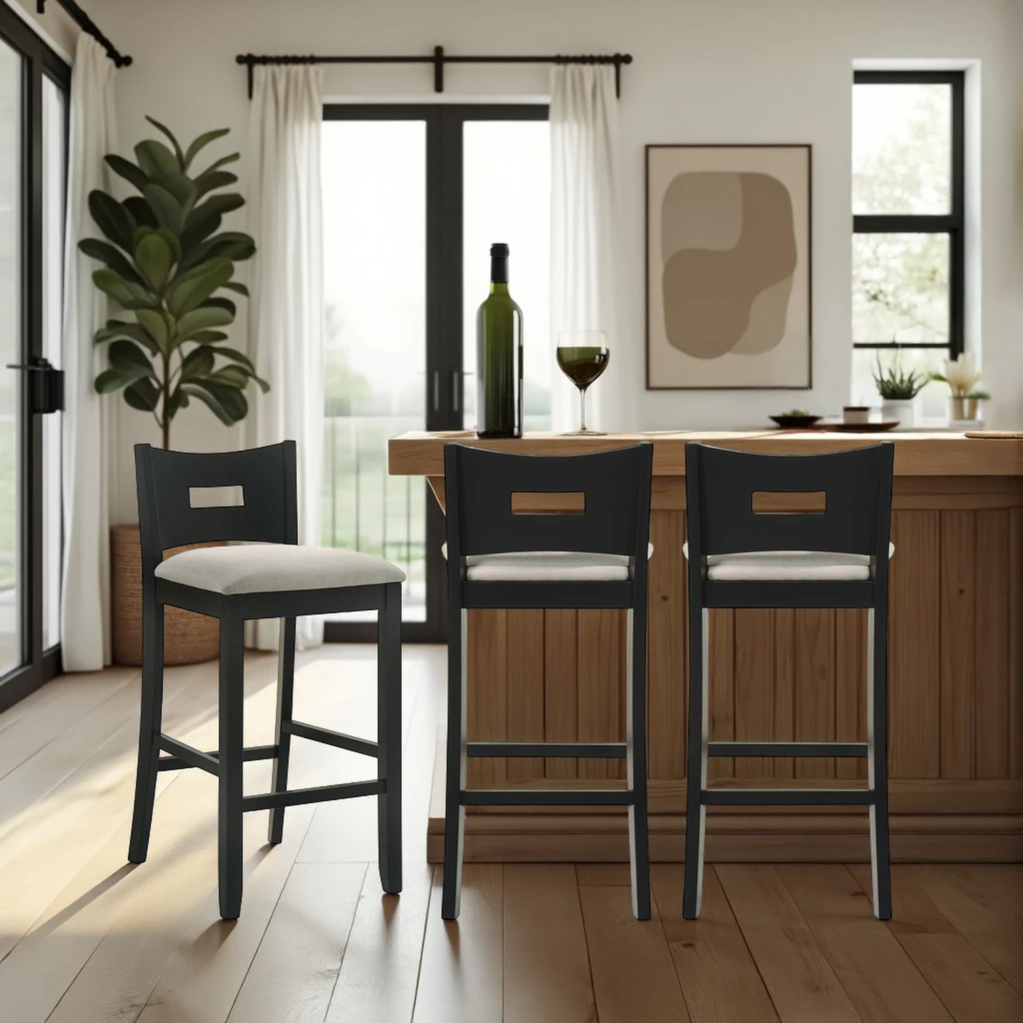 Ren - 30" Bar Height Rubberwood Barstool