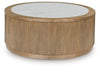 Camdill - Round Cocktail Table - Light Brown / White