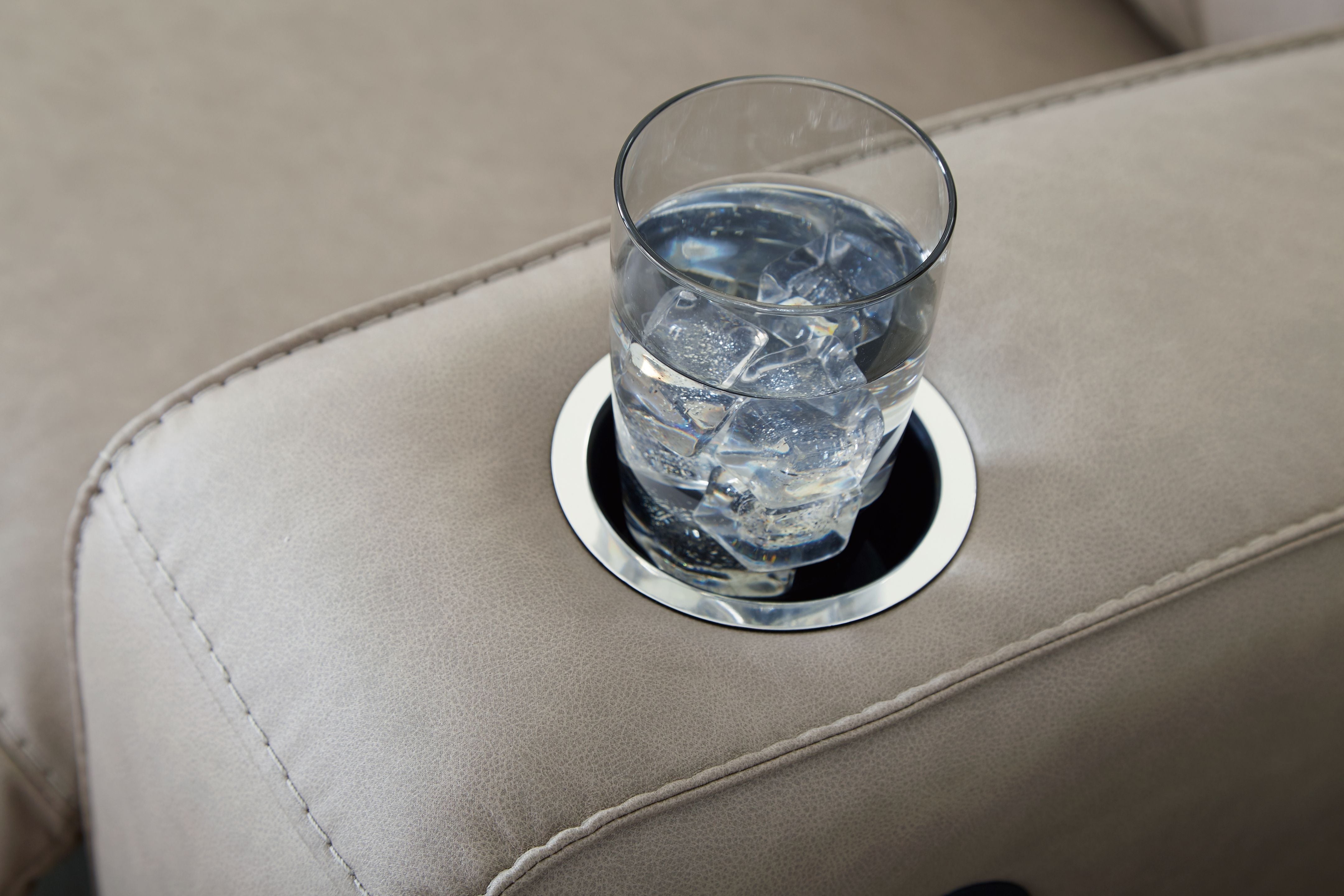 Lavenhorne - Rec Sofa W/Drop Down Table - Pebble