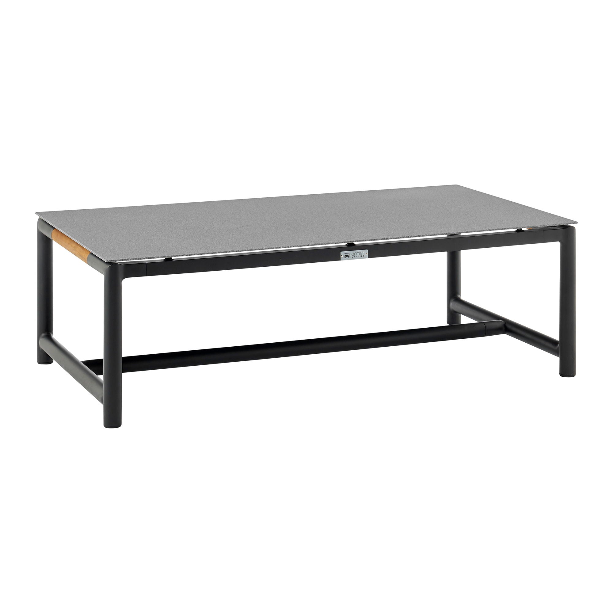 Royal - 4 Piece Aluminum And Teak Outdoor Seating Set With Cushions - Black / Dark Gray