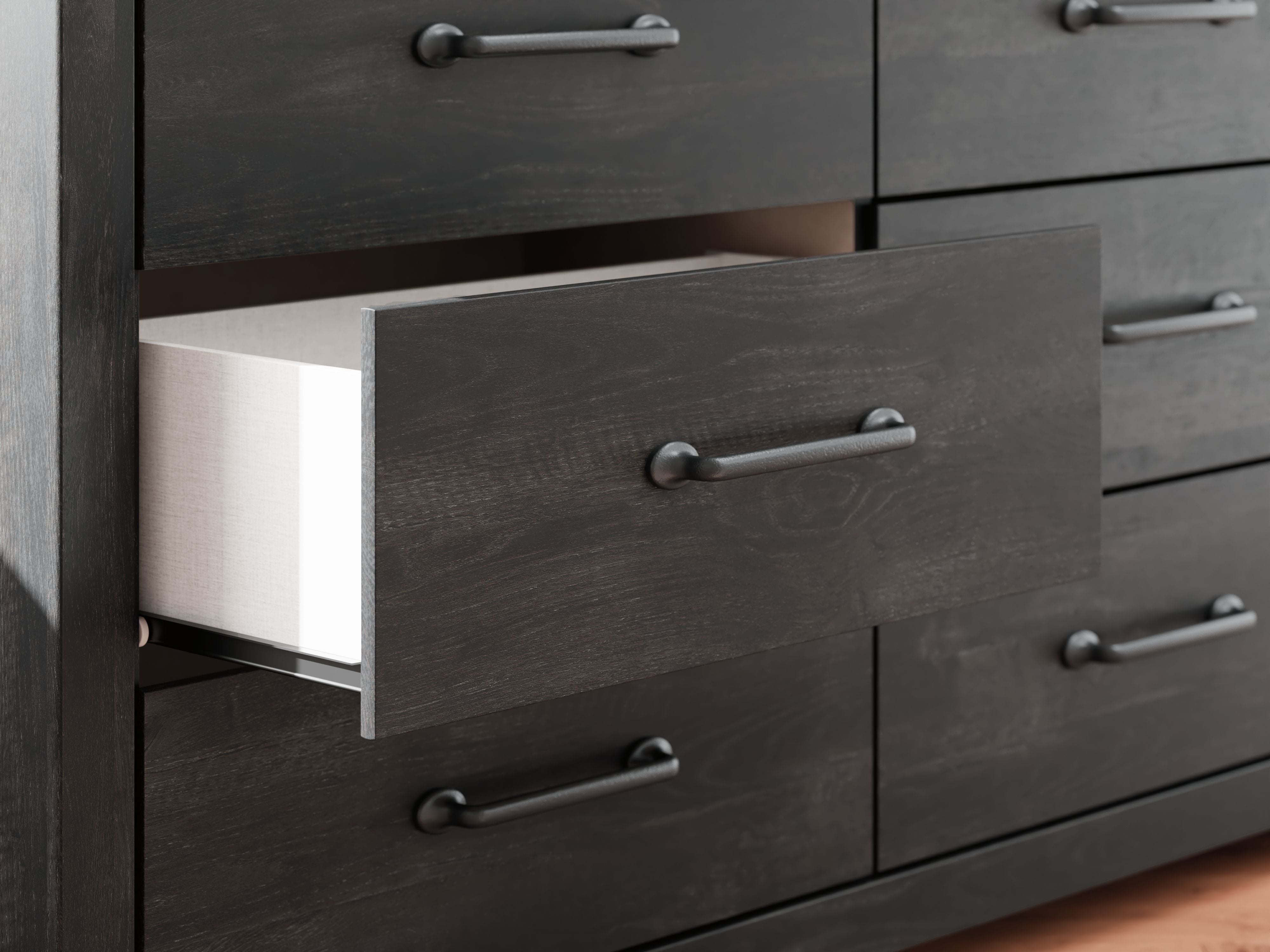 Hollivern - Six Drawer Dresser - Dark Gray