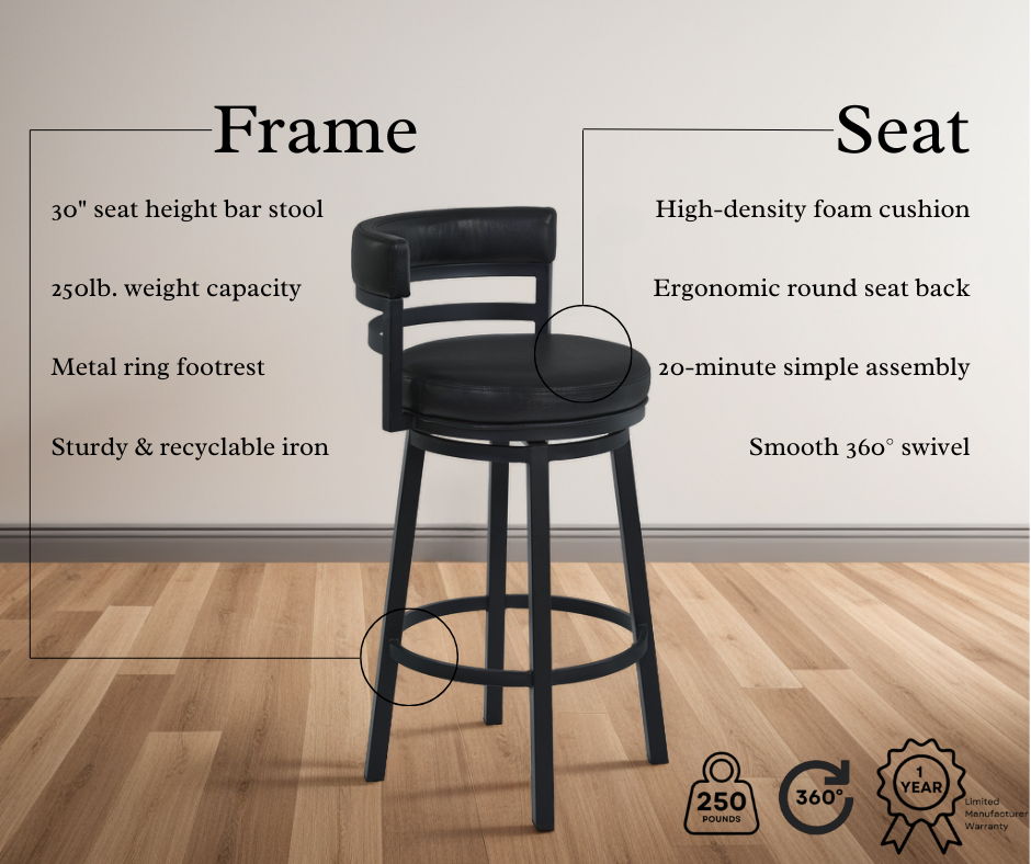 Titana - Swivel Barstool - Black Finish