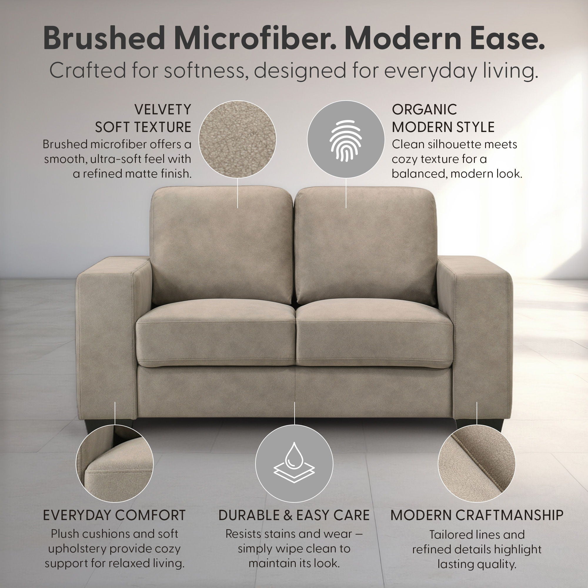 Yvonne - Fabric Loveseat With Track Arms