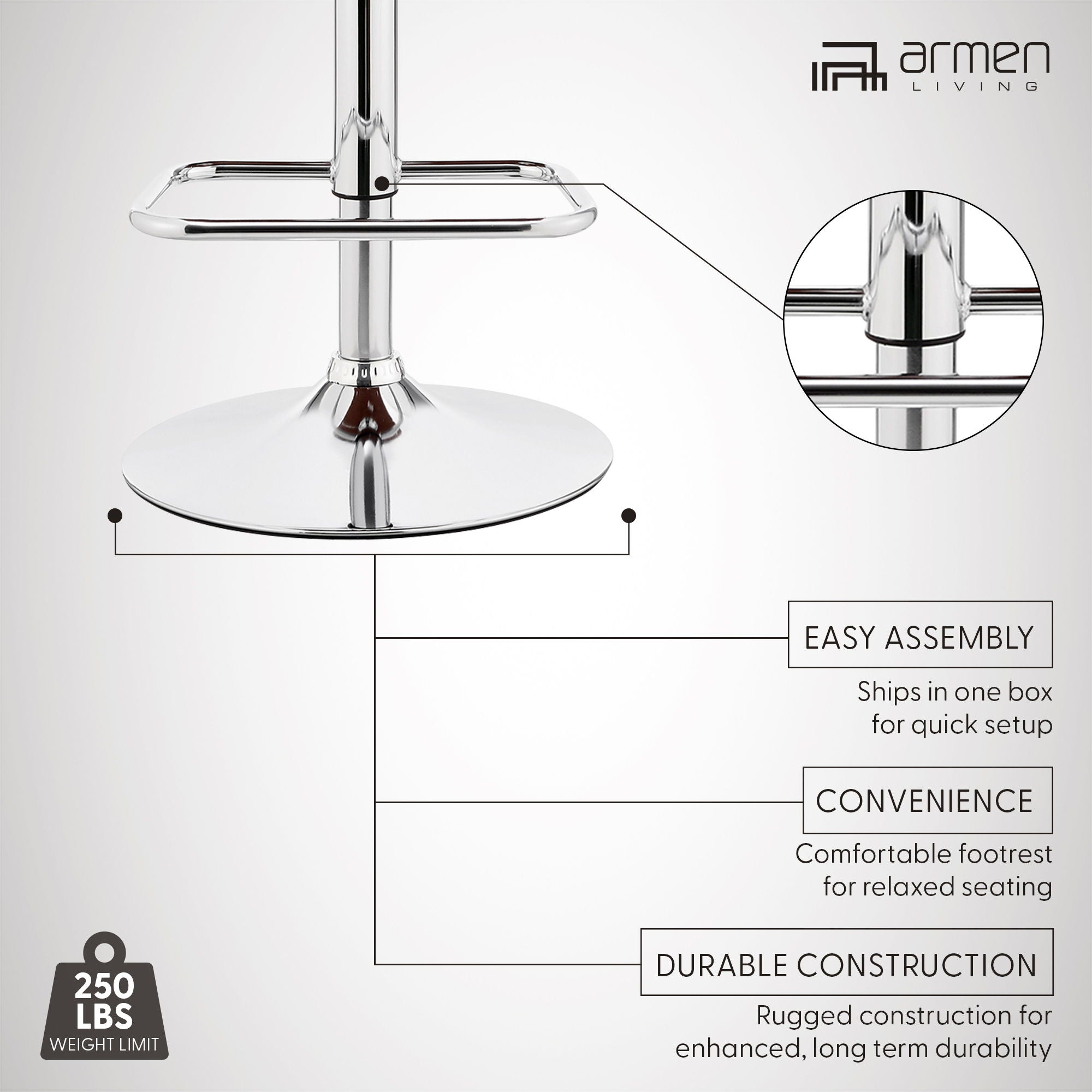 London - Adjustable Height Swivel Bar Stool