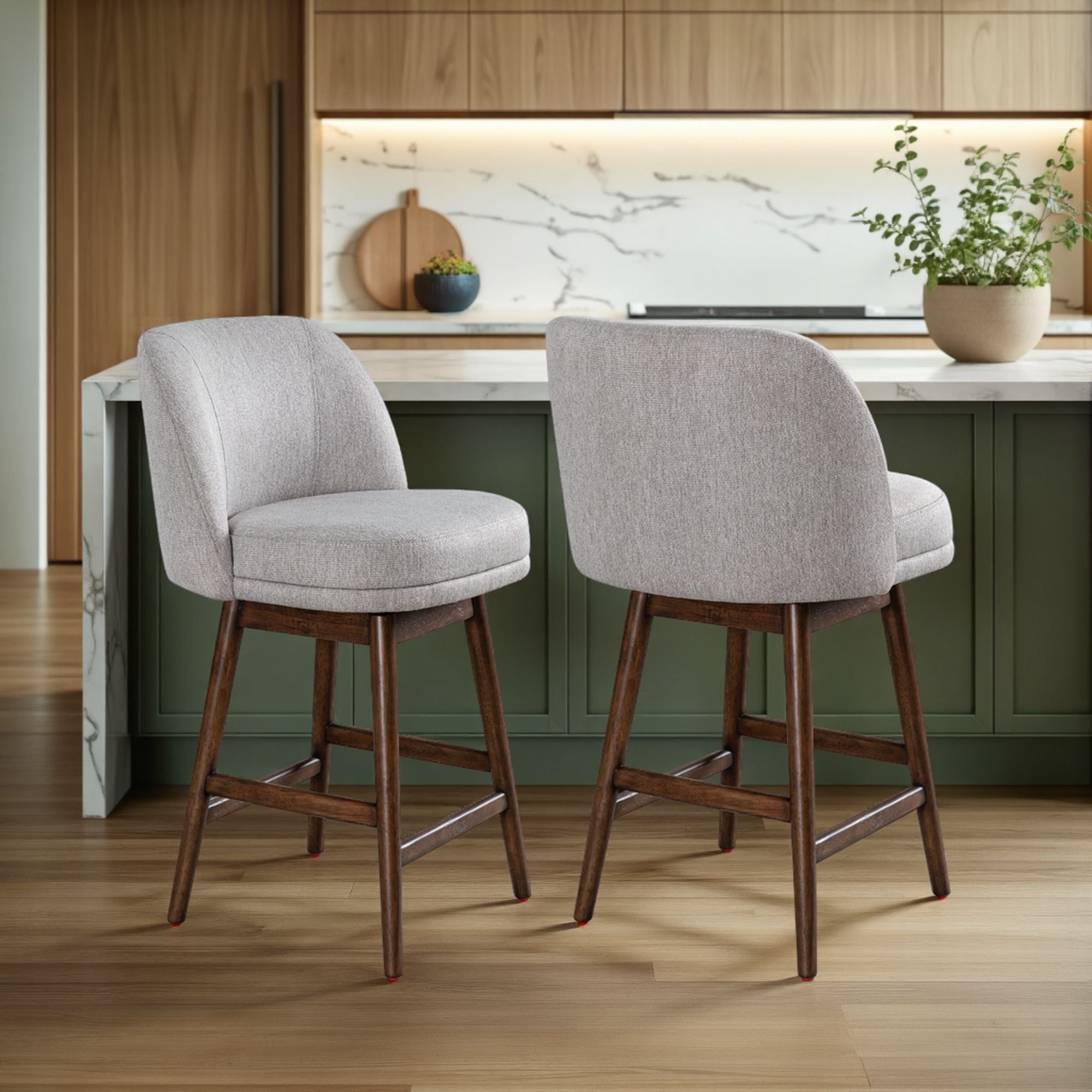 Sadie - Solid Wood Upholstered 26" Counter Height Swivel Barstool