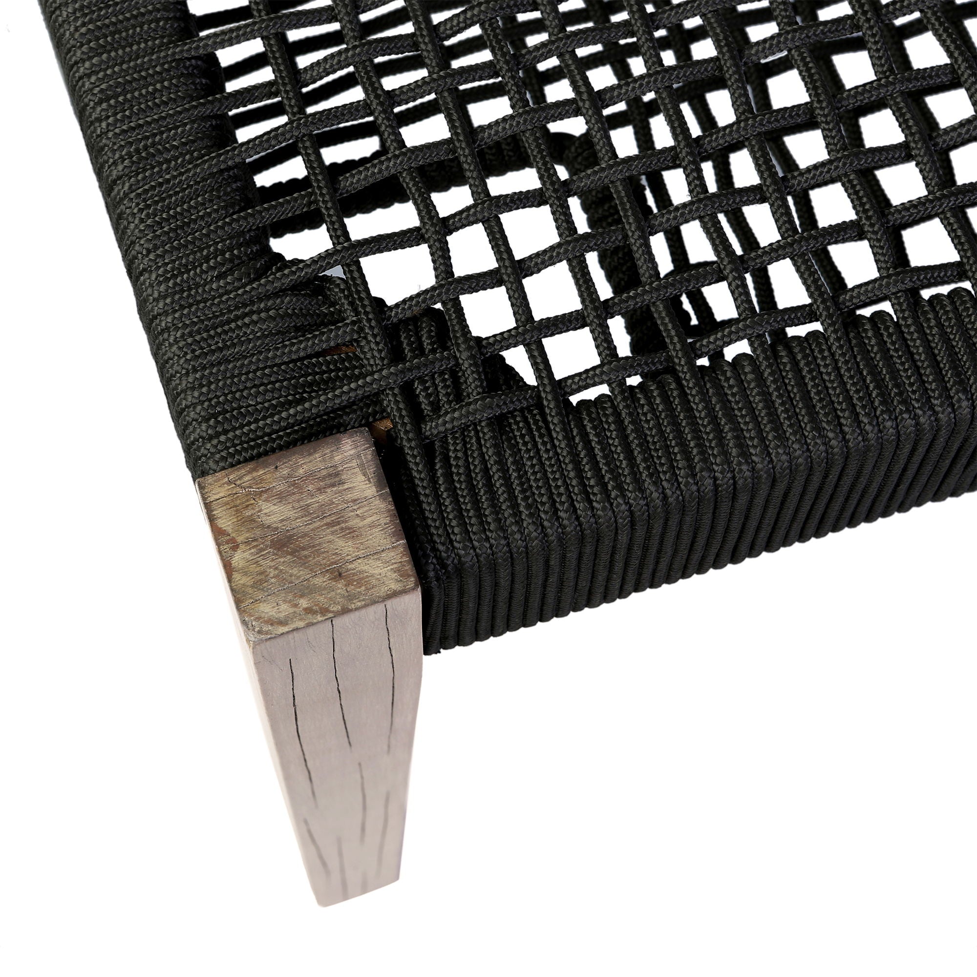Camino - Indoor Outdoor Dining Bench - Eucalyptus Wood And Charcoal Rope