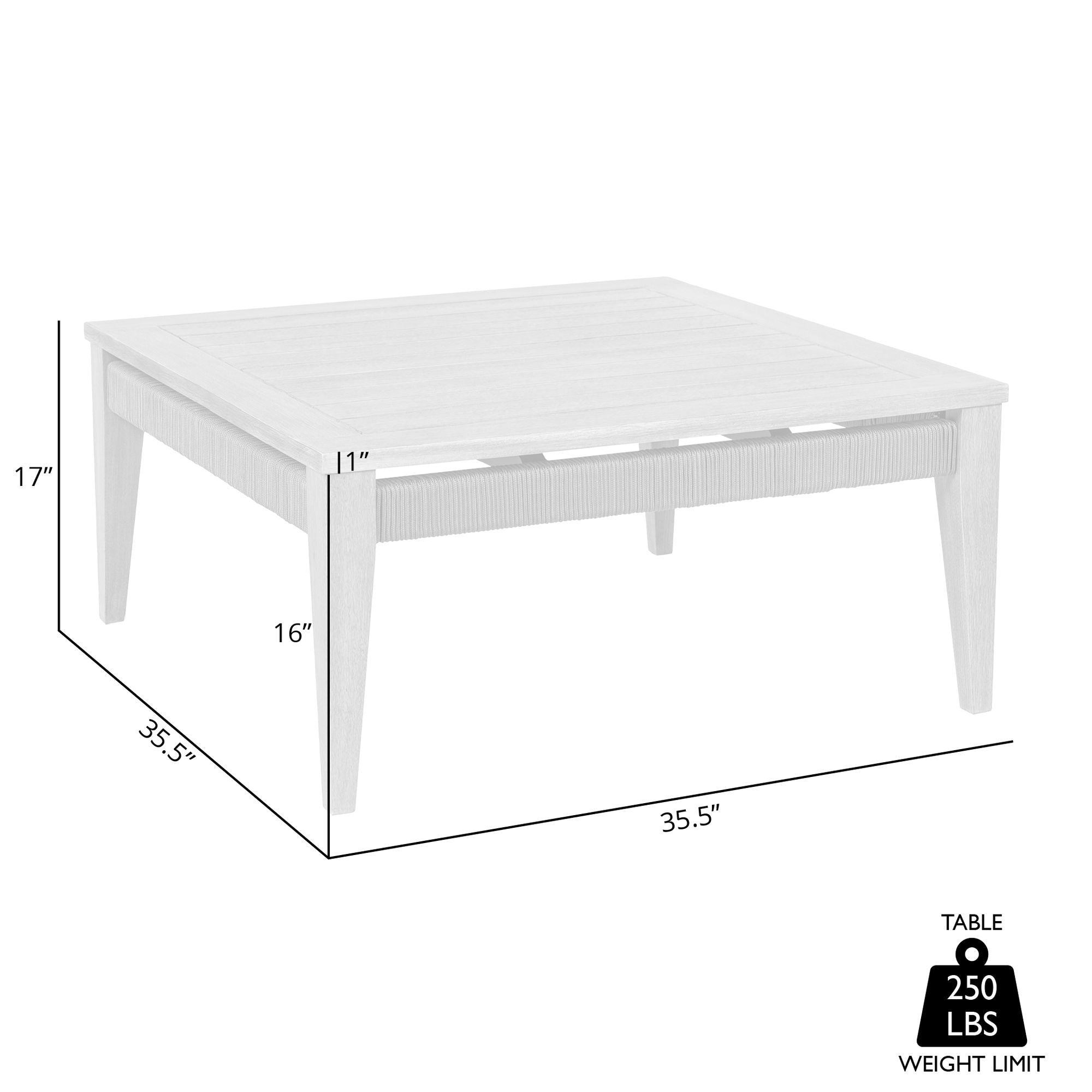Orbit - Square Outdoor Patio Coffee Table - Weathered Eucalyptus