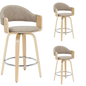 Daxton - Swivel Counter Height Round Back Wood Bar Stool With Faux Leather Seat