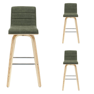 Vienna - 39.5" Swivel Bar Height Square Back Wood Bar Stool With Faux Leather Seat