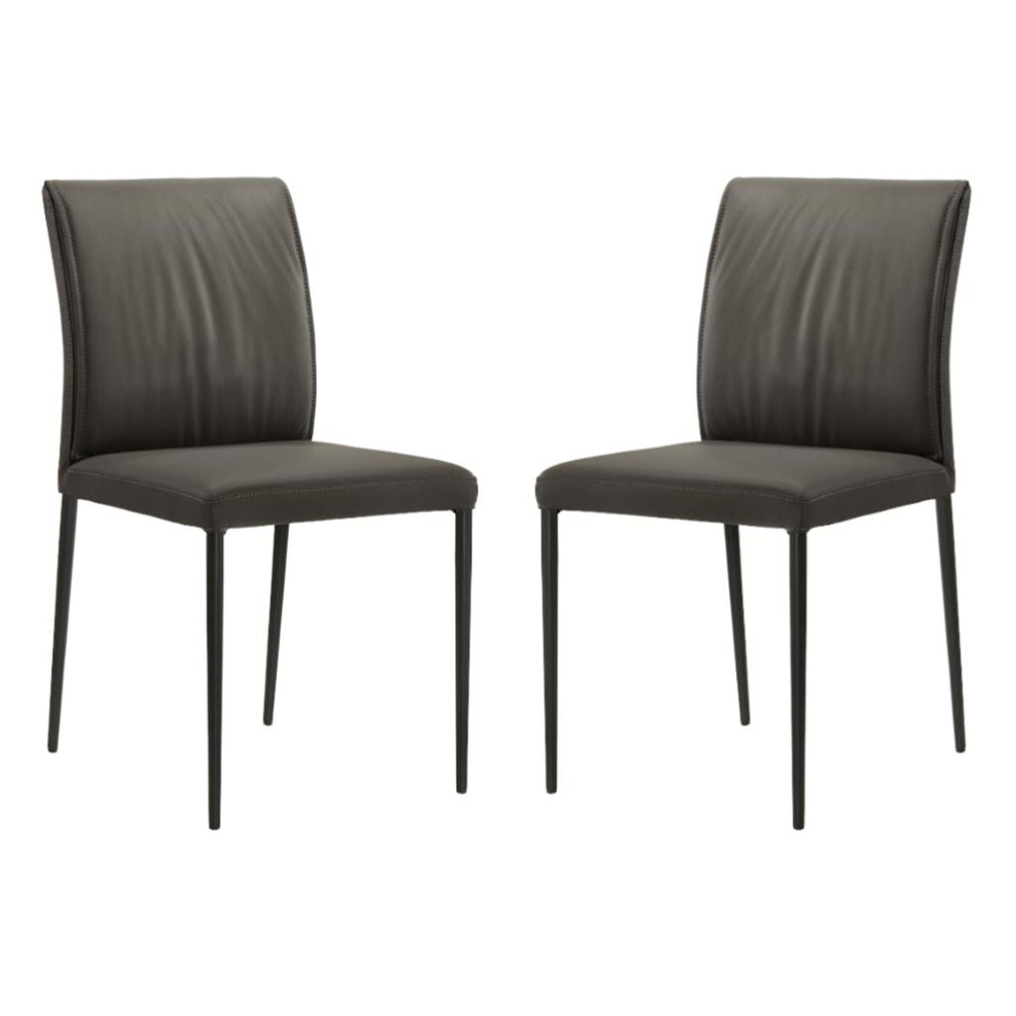 Meriam - Full Back Top Grain Leather Upholstered Metal Dining Chairs (Set of 2)