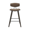 Fox - Counter Height Curved Back Wood Bar Stool With Faux Leather Seat