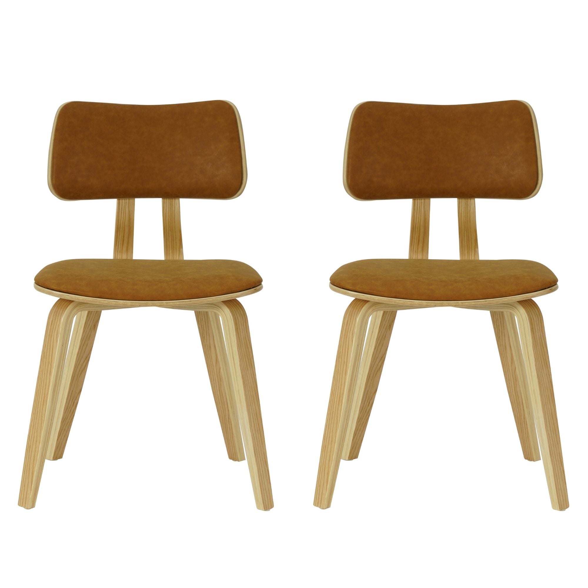 Jaguar - Curved Back Wood Dining Chair With Faux Leather Seat