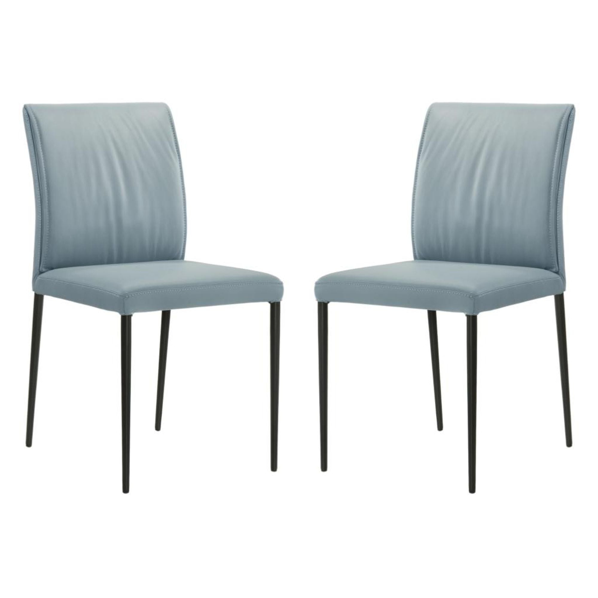 Meriam - Full Back Top Grain Leather Upholstered Metal Dining Chairs (Set of 2)