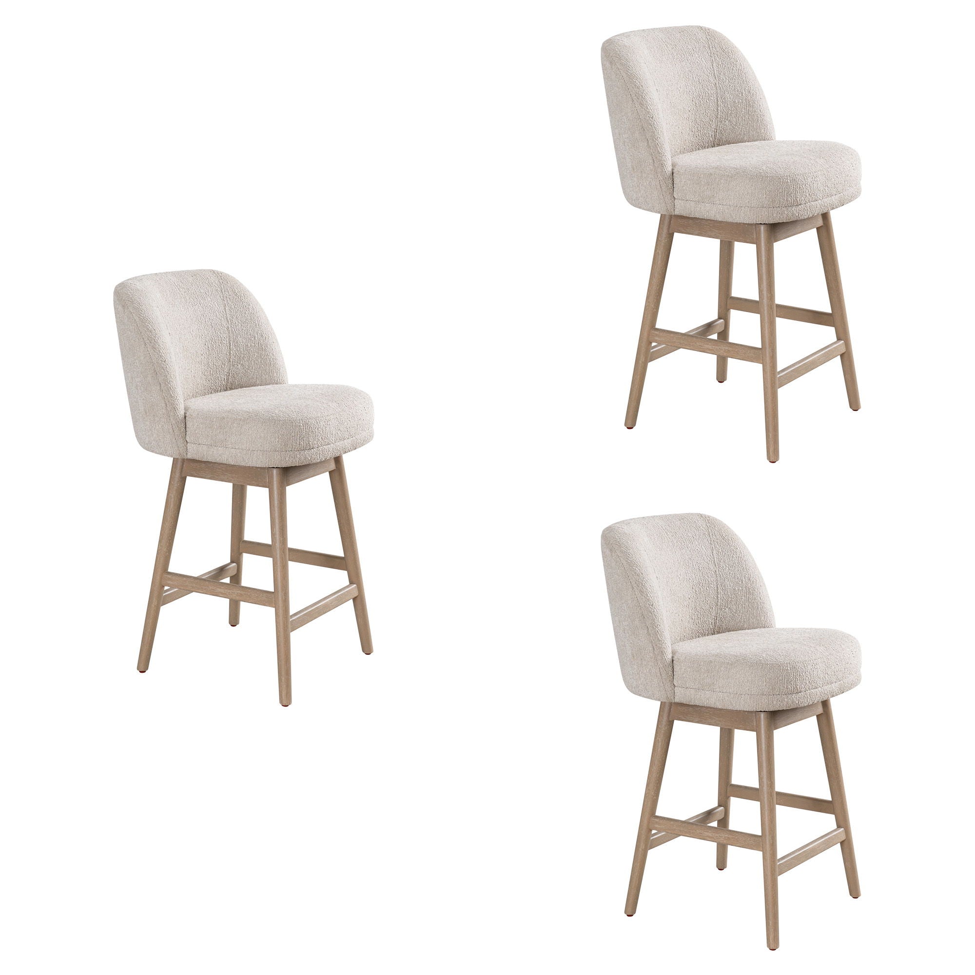 Sadie - Solid Wood Upholstered 26" Counter Height Swivel Barstool