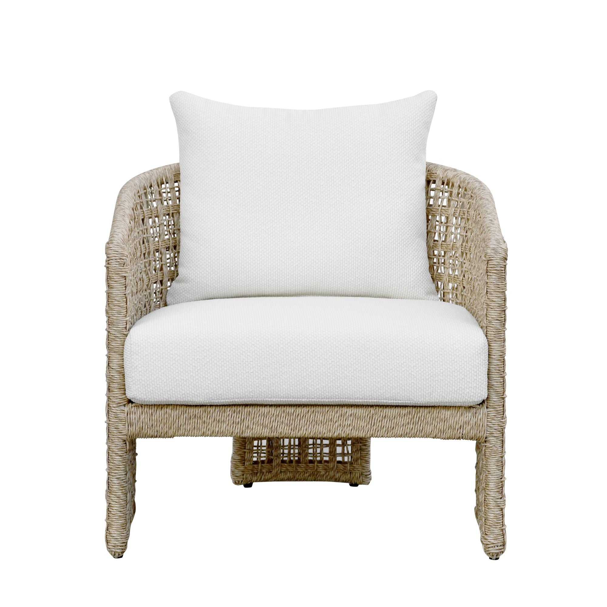 Driftbay - Outdoor Club Chair And Ottoman Set - White / Natural