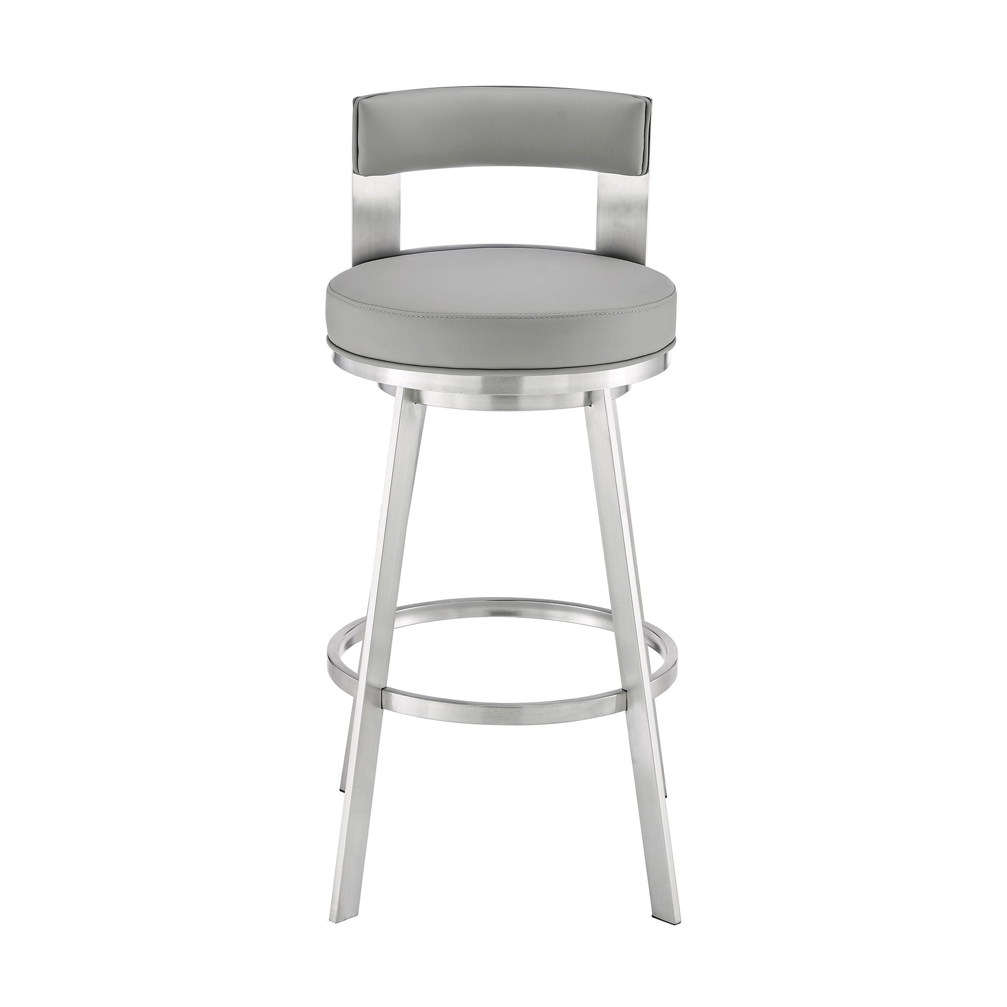 Lynof - Swivel Bar Stool - Brushed Stainless Steel Finish