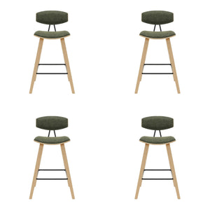 Fox - Counter Height Curved Back Wood Bar Stool With Faux Leather Seat