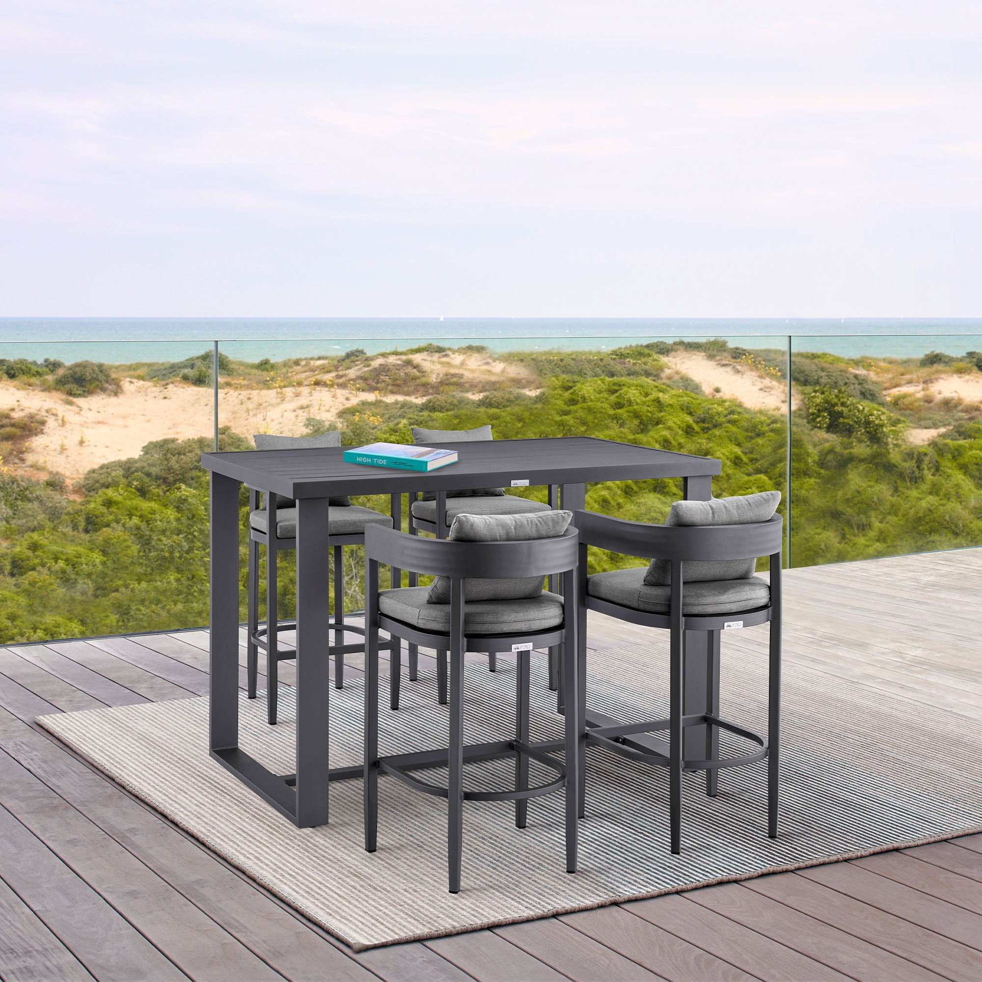 Menorca - Outdoor Patio Bar Height Dining Table - Aluminum