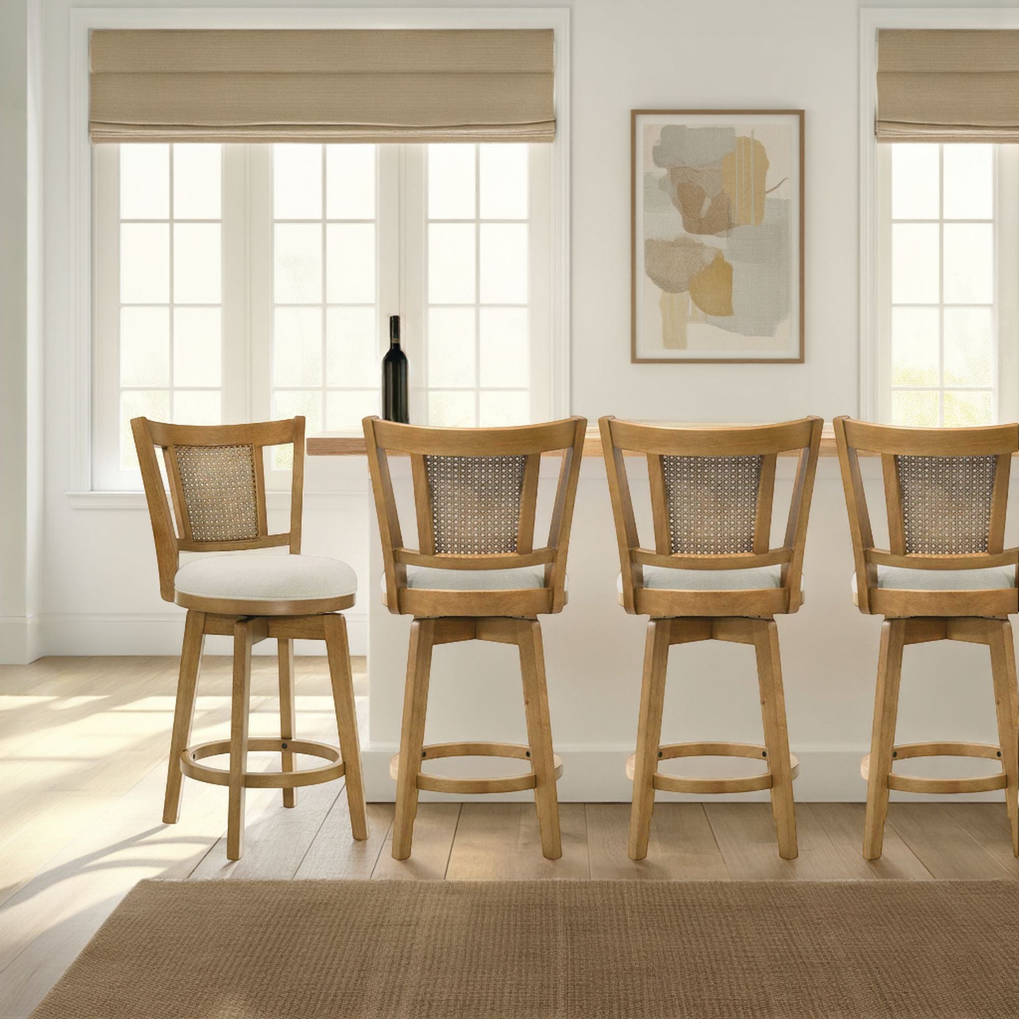 Isla - 30" Amber Glow Bar Height Rubberwood Swivel Barstool