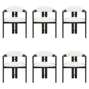 Jazmin - Curved Back Wood Dining Chair With Boucle Fabric Seat Set