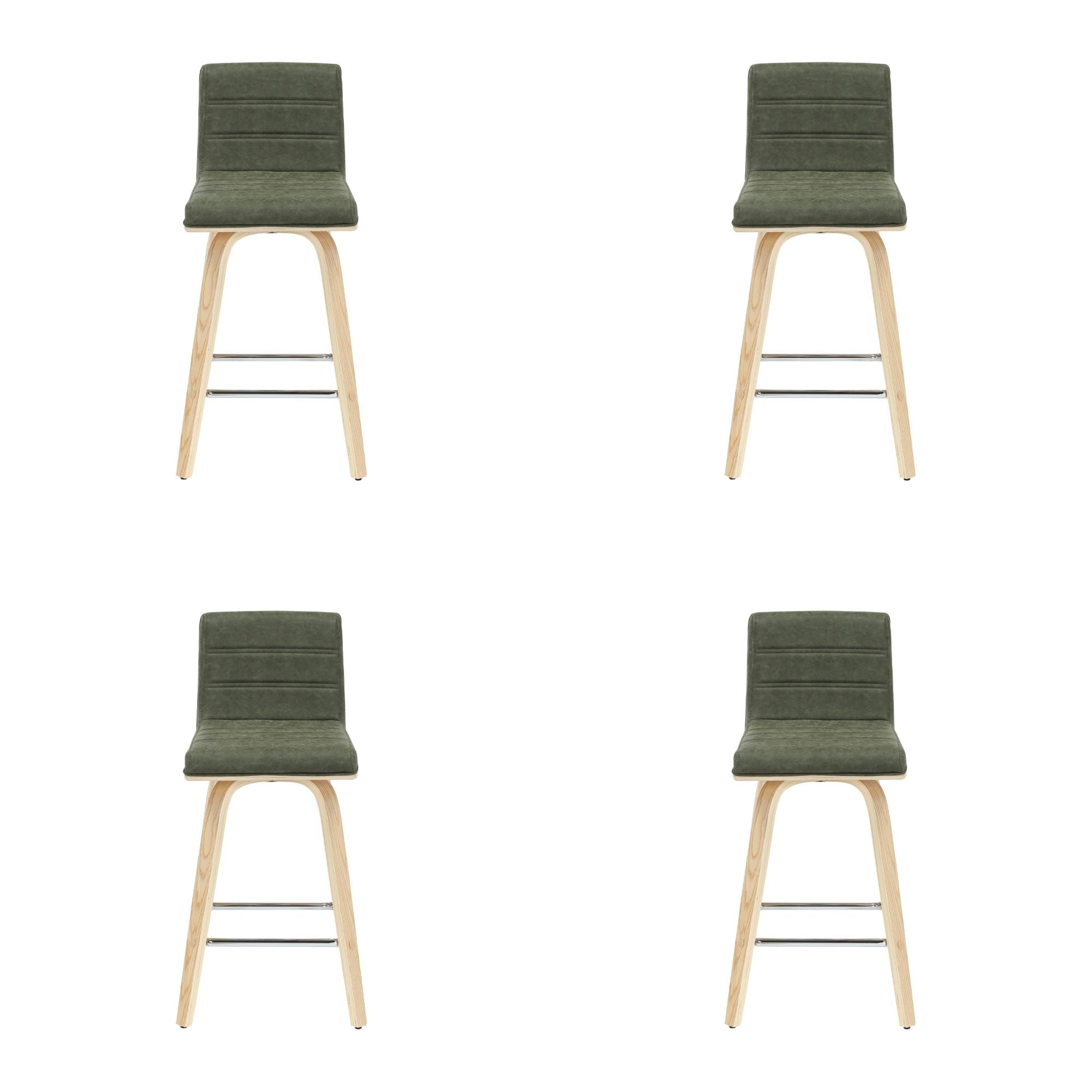 Vienna - 35.5" Swivel Counter Height Square Back Wood Bar Stool With Faux Leather Seat