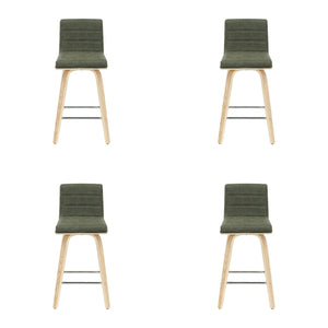 Vienna - 35.5" Swivel Counter Height Square Back Wood Bar Stool With Faux Leather Seat