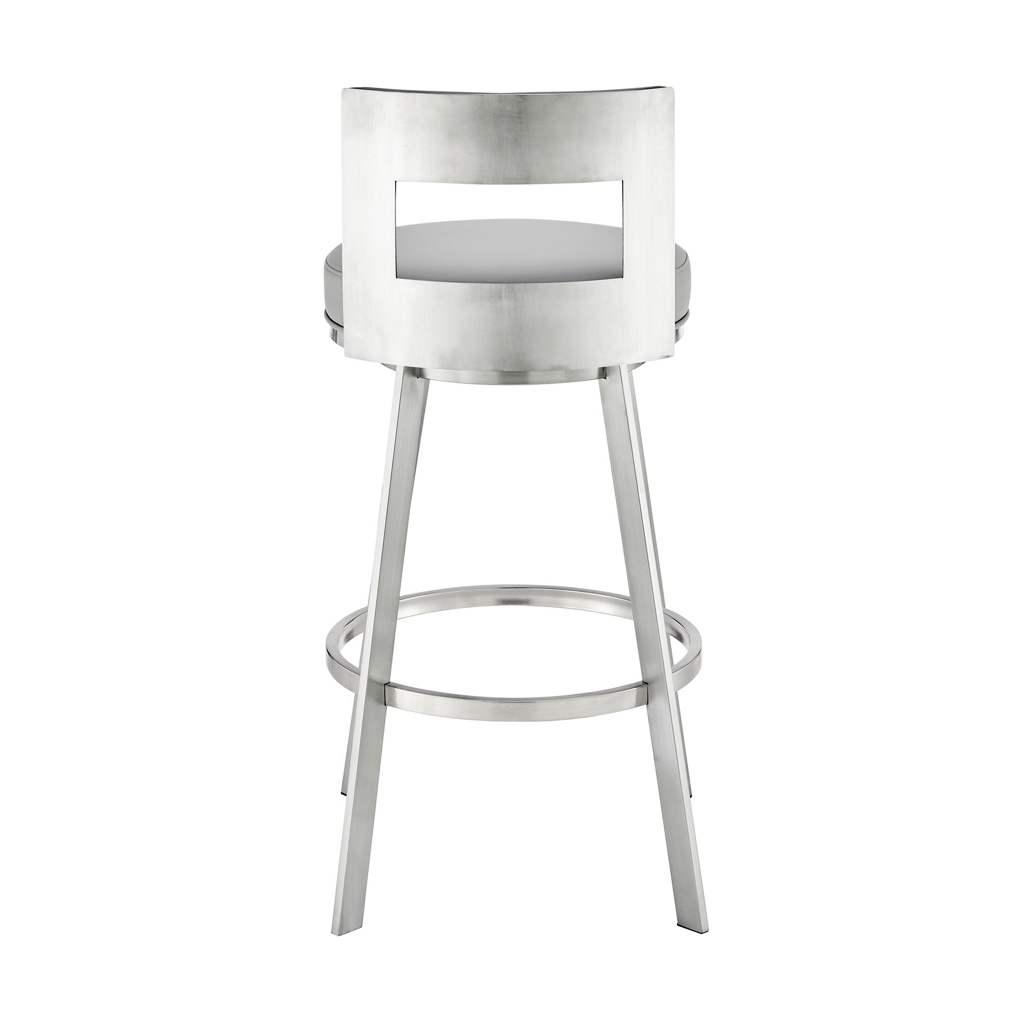 Lynof - Swivel Bar Stool - Brushed Stainless Steel Finish