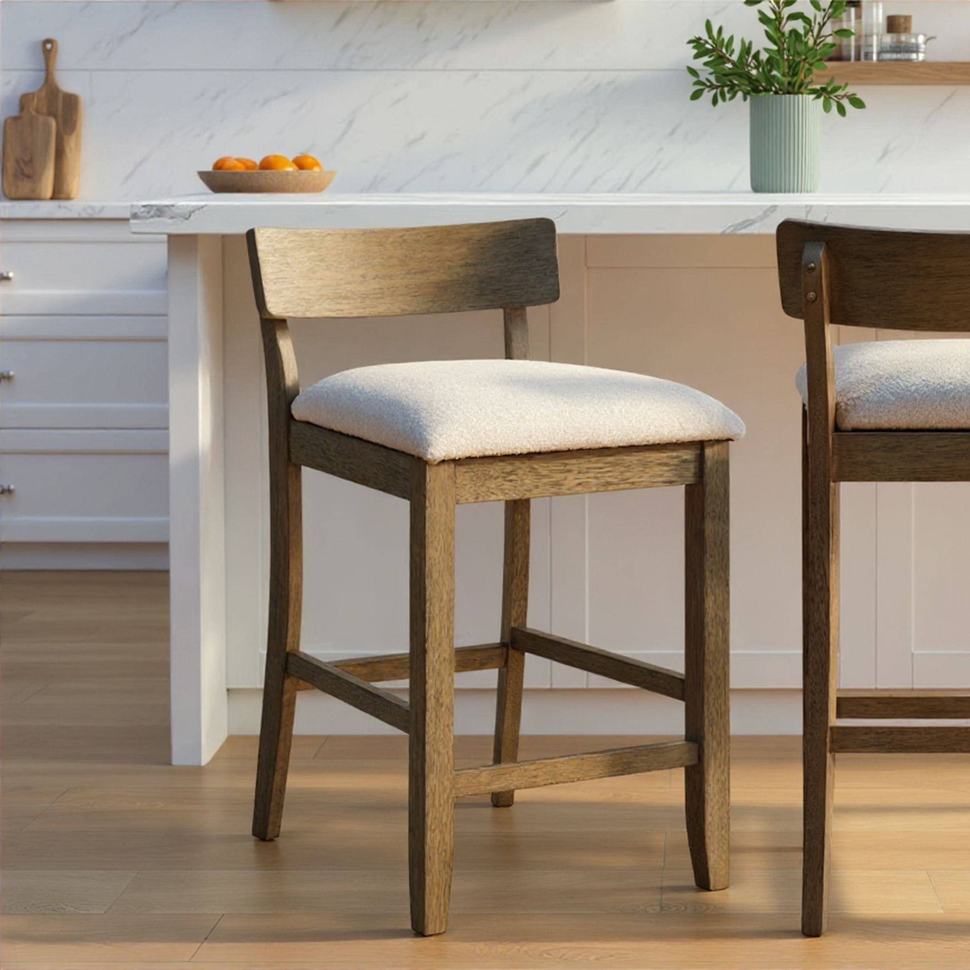 Merie - Modern Transitional Wood Counter Height Kitchen Bar Stool