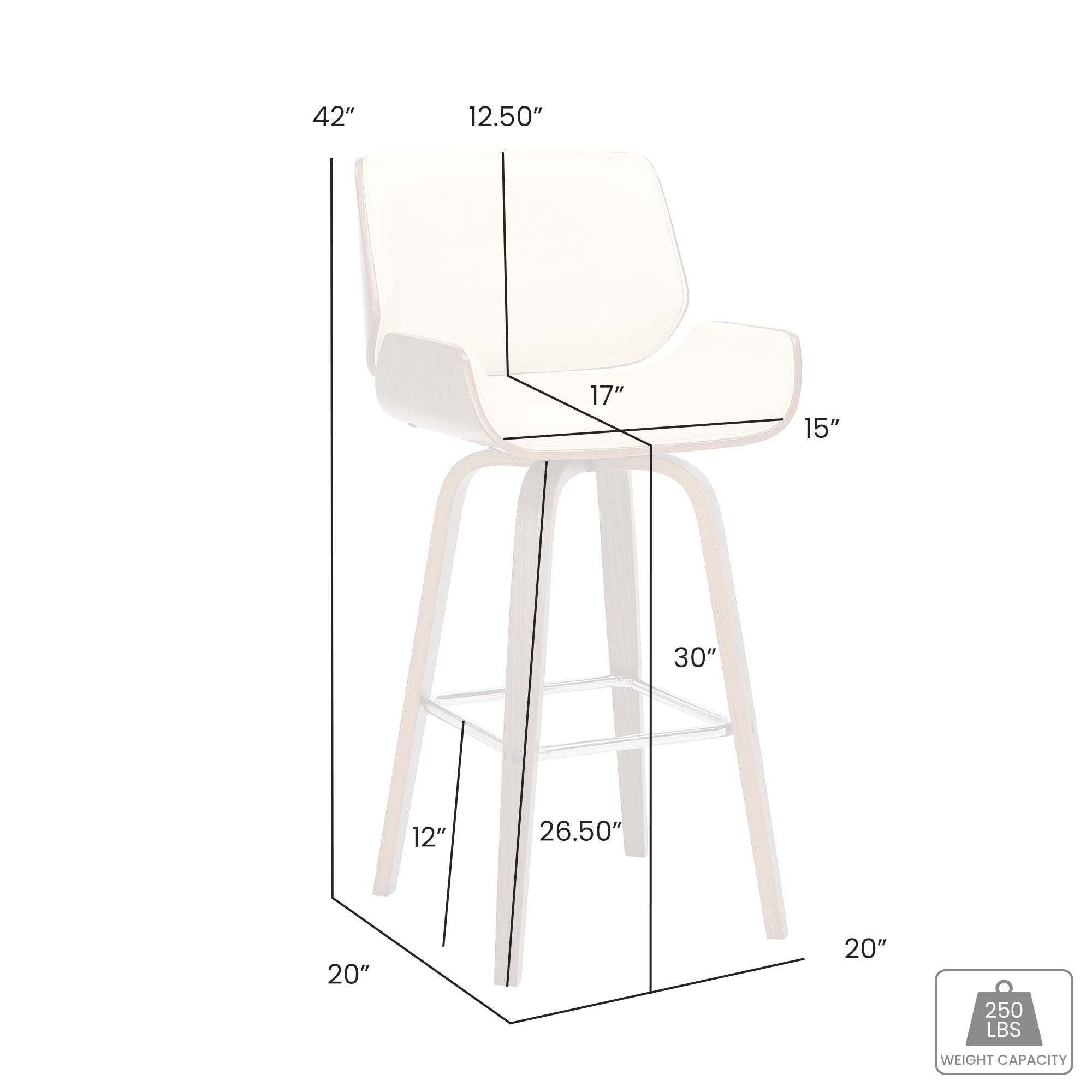 Tyler - 30" Bar Height Swivel Bar Stool With Black Frame