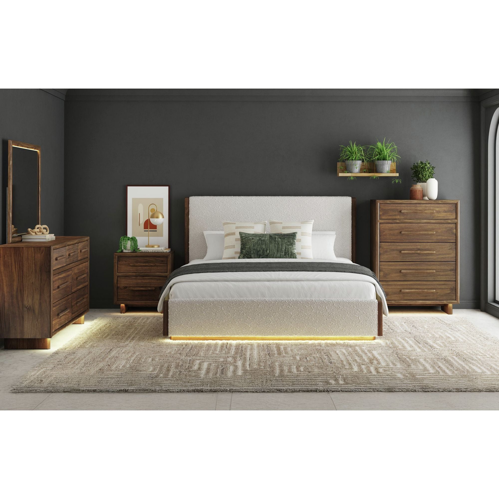 Brisbane - Nightstand With USBC And LED - Brown
