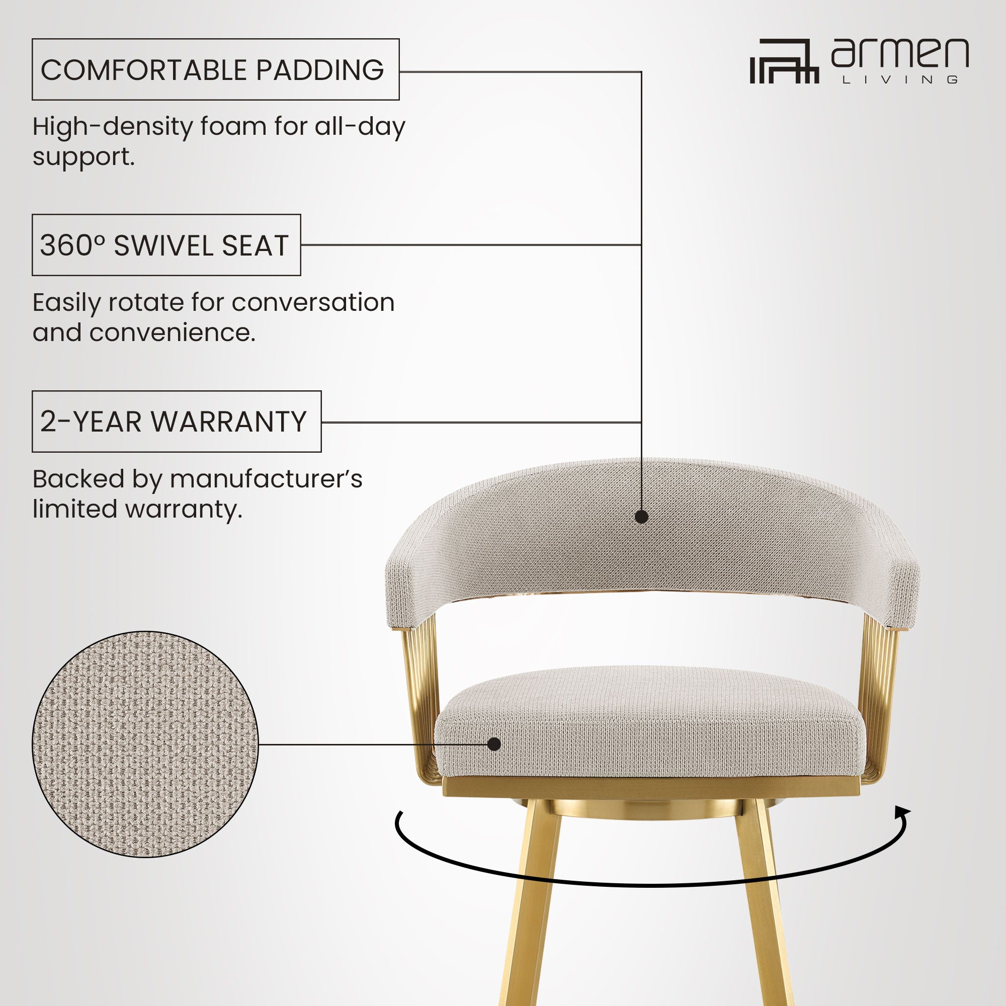 Chelsea - Swivel Fabric Stool